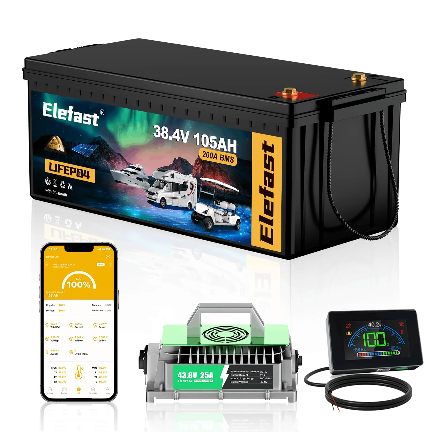 Elefast 36V 105Ah Lithium Golf Cart Battery Kit
