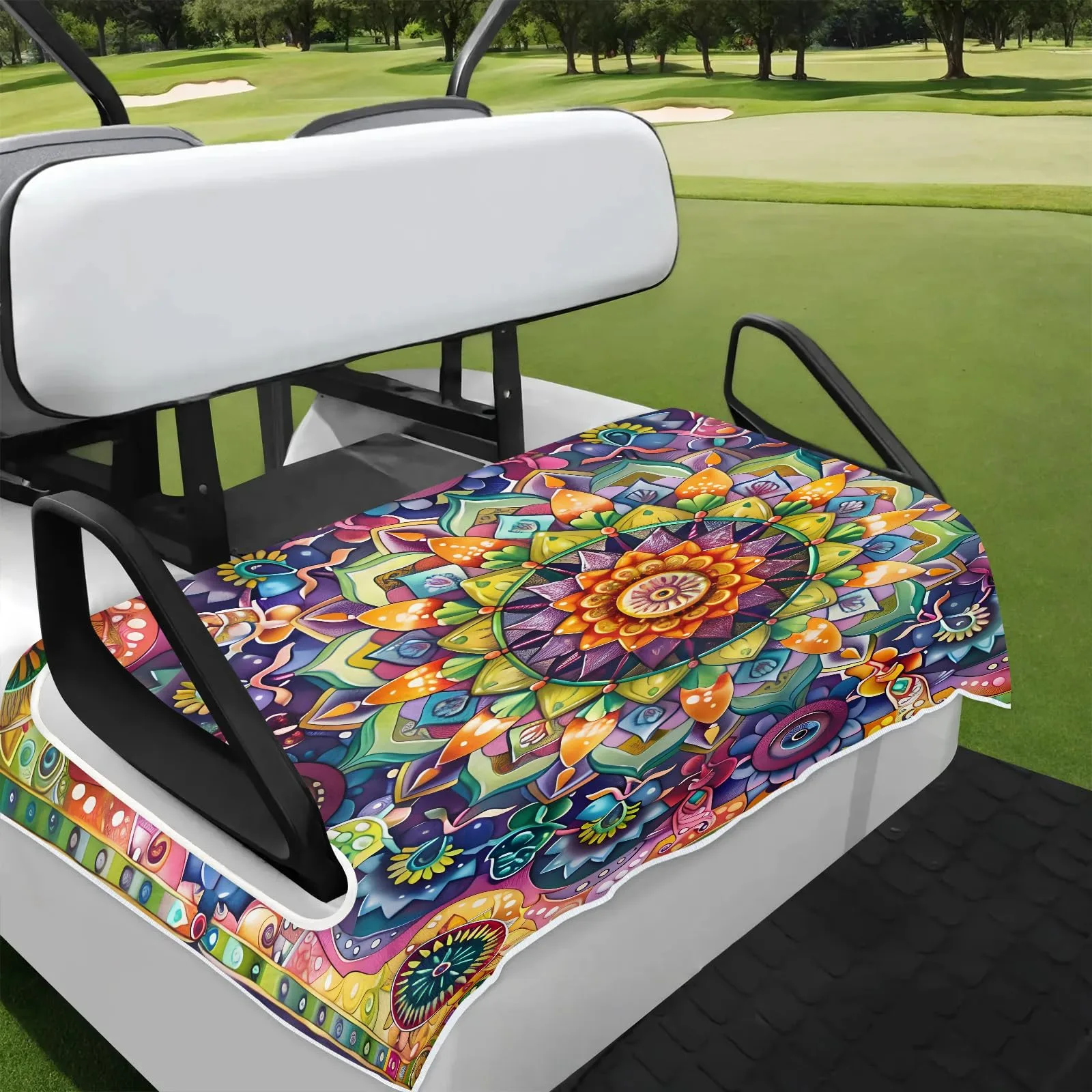 Tiveruda Retro Mandela Floral Golf Cart Seat Cover