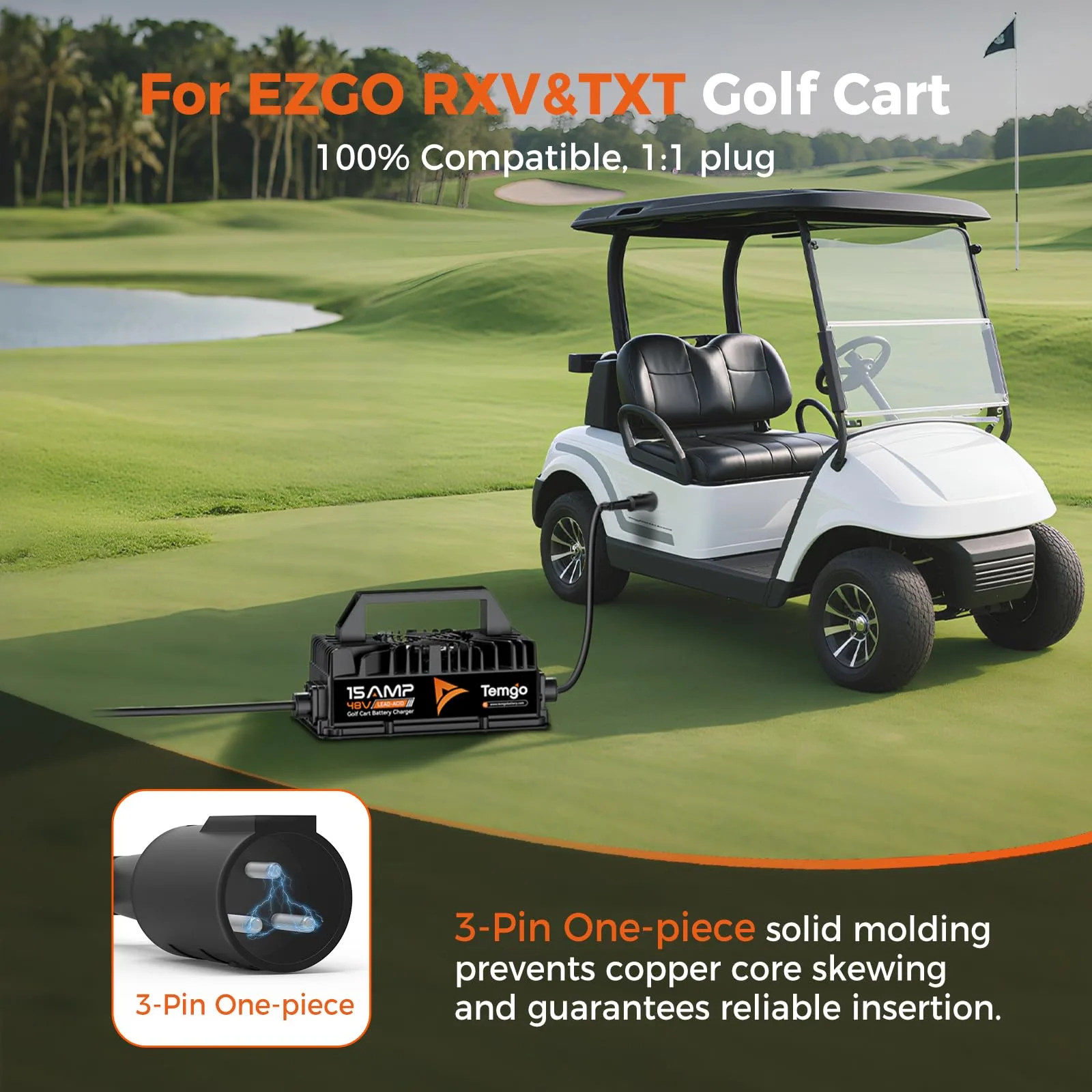 TEMGO 48V 15A Club Car Golf Cart Charger LZT800W4815T image 2