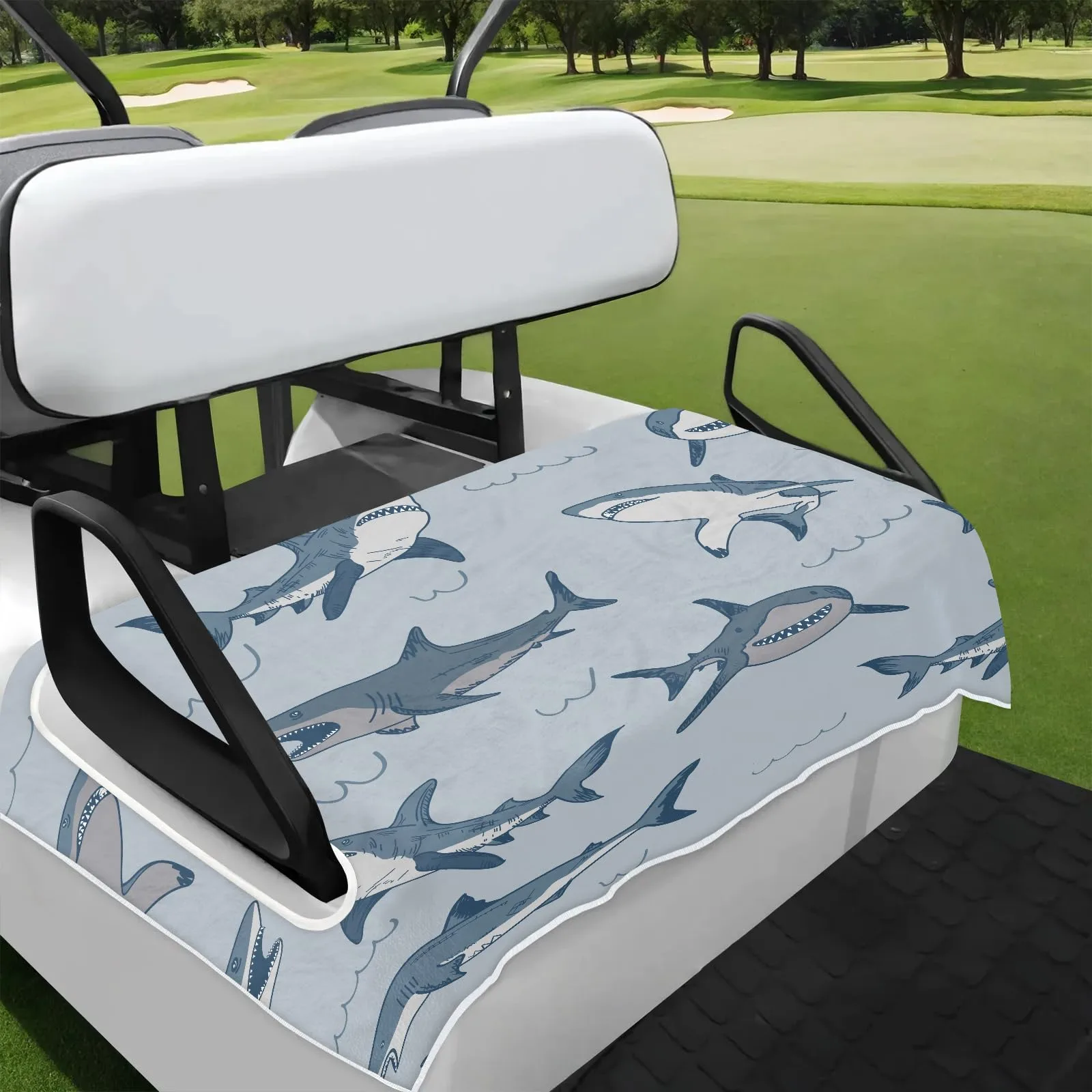 Tiveruda Shark Golf Cart Seat Cover for Double Seats