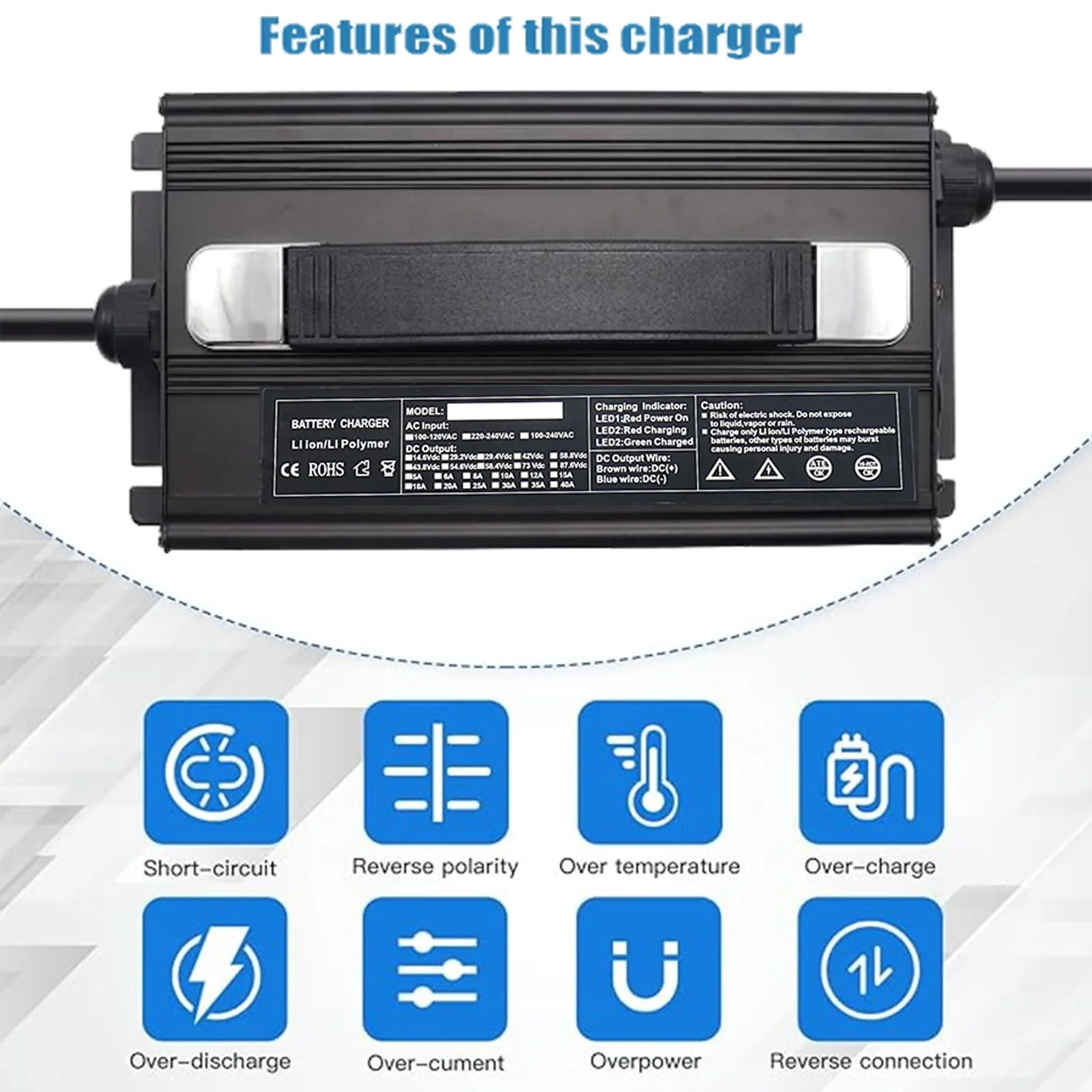 Generic 12V 45A Lead-Acid Golf Cart Battery Charger image 3