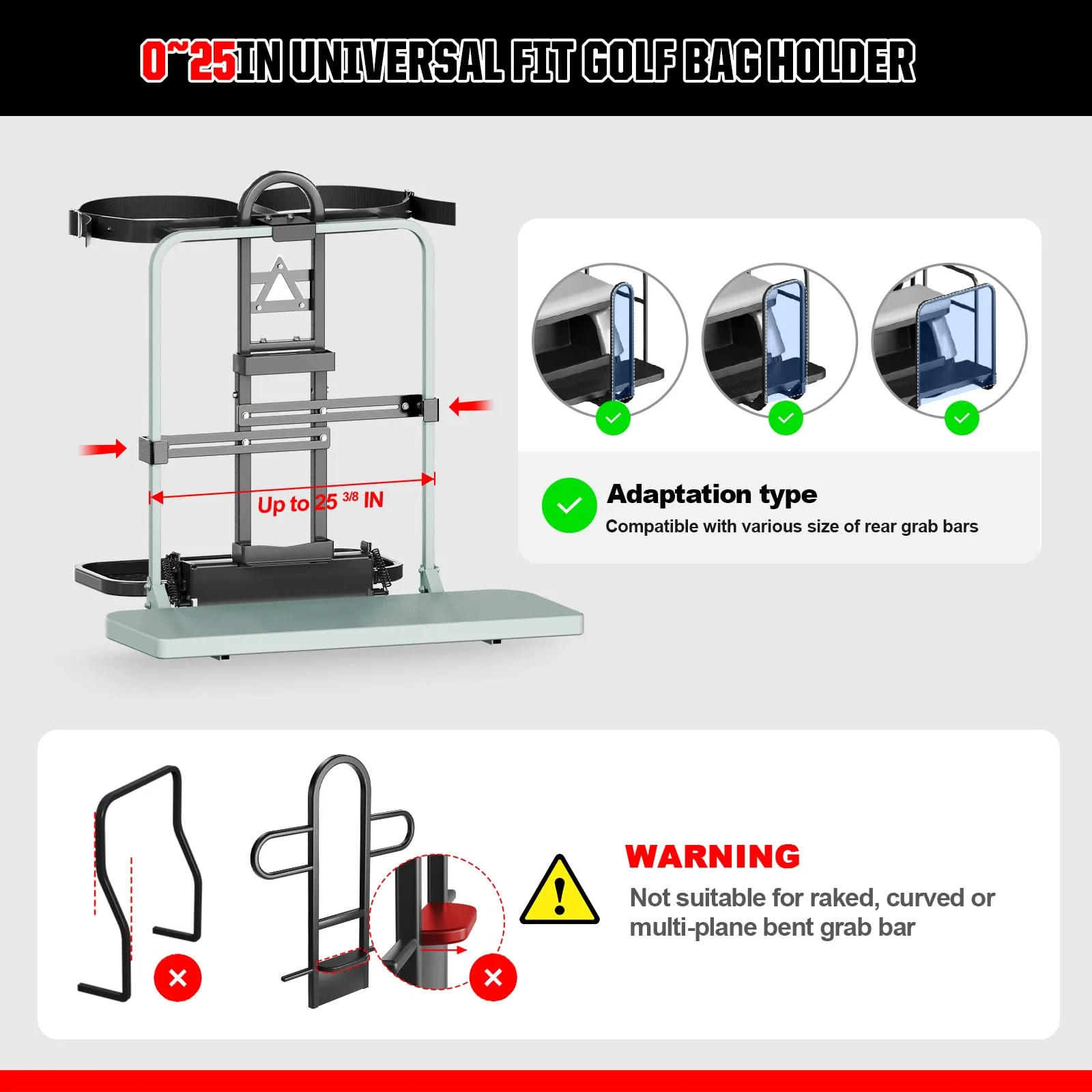 VYYOKMU Golf Cart Rear Seat Bag Holder for 2 Golf Bags image 2