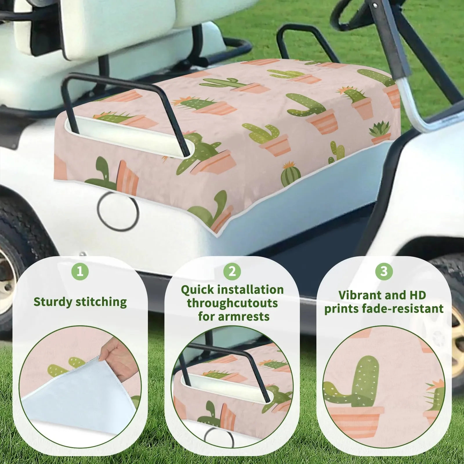 Tiveruda Watercolor Cactus Golf Cart Seat Cover image 3