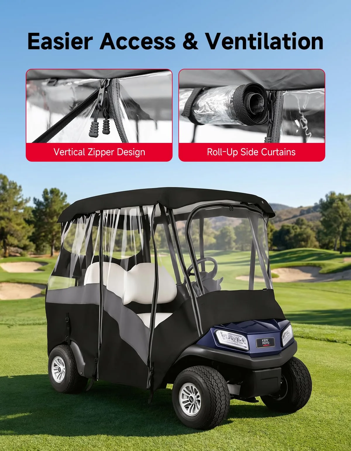 KEMIMOTO 2-Passenger Golf Cart Enclosure B1407-00008-BK image 3