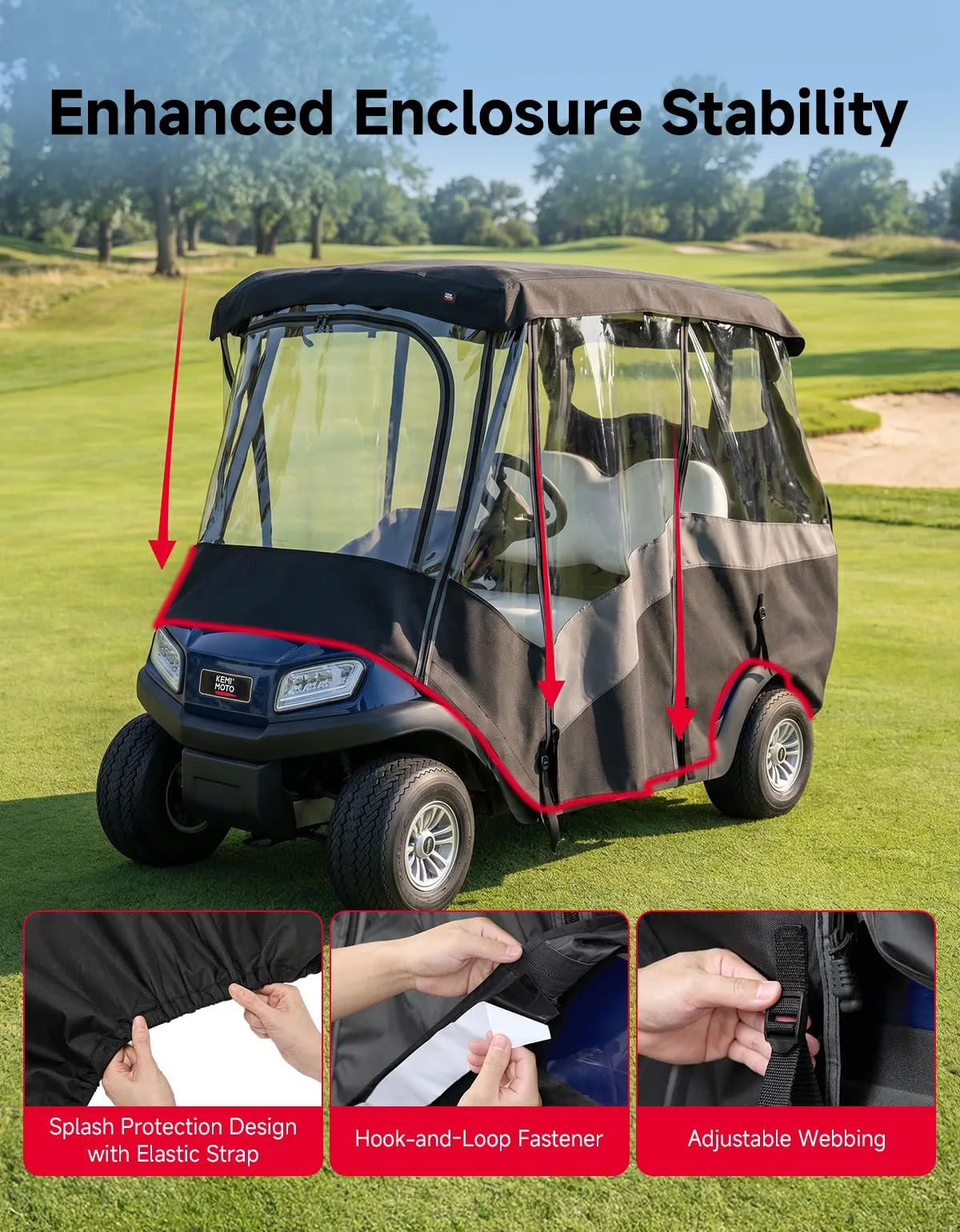 KEMIMOTO 2-Passenger Golf Cart Enclosure B1407-00008-BK image 4