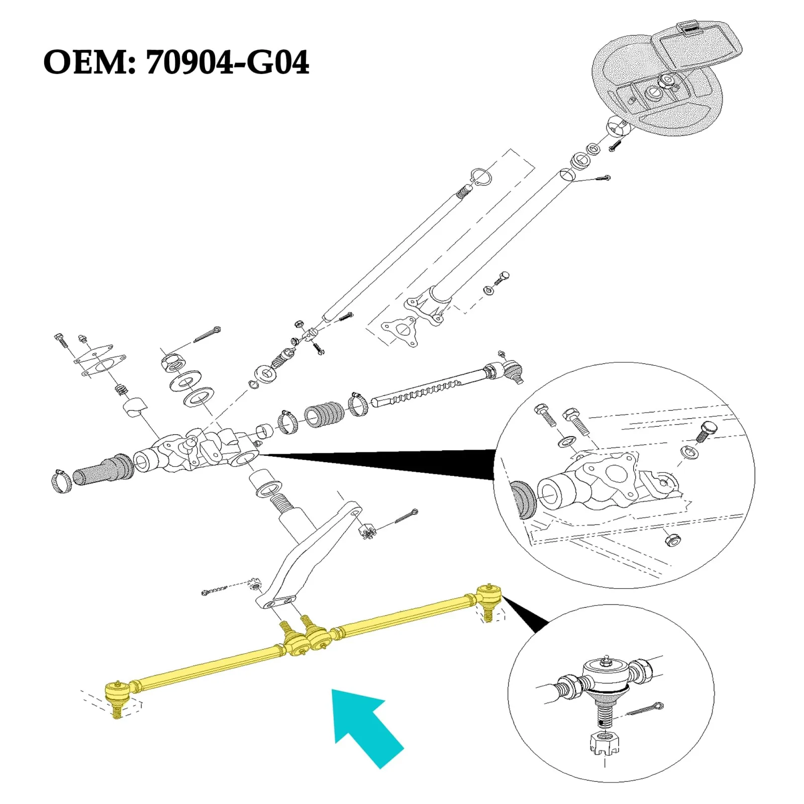 10L0L Tie Rod End Assembly Kit for E-Z-GO TXT image 2