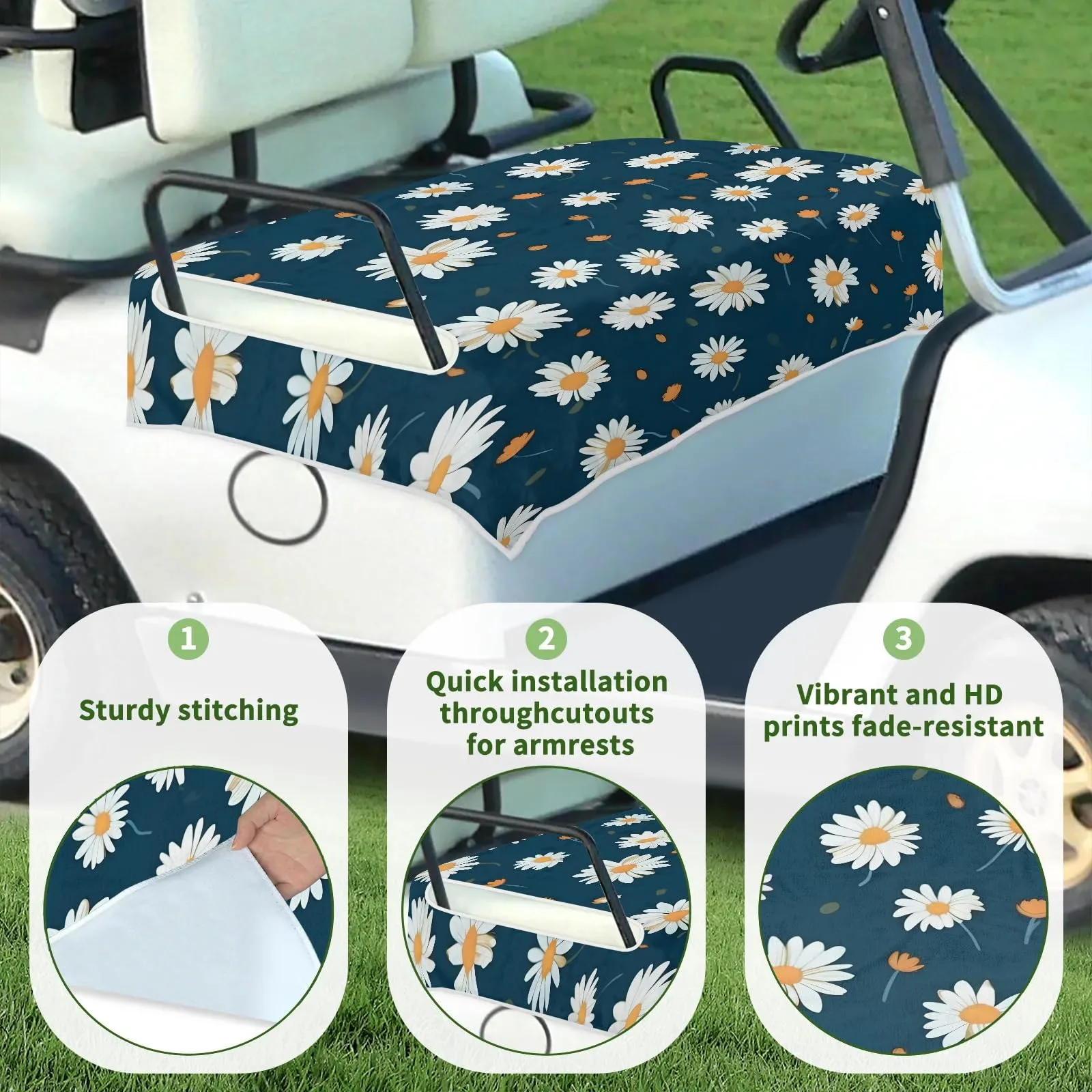 Tiveruda Flower Pattern Universal Golf Cart Seat Cover 51" x 31" image 3