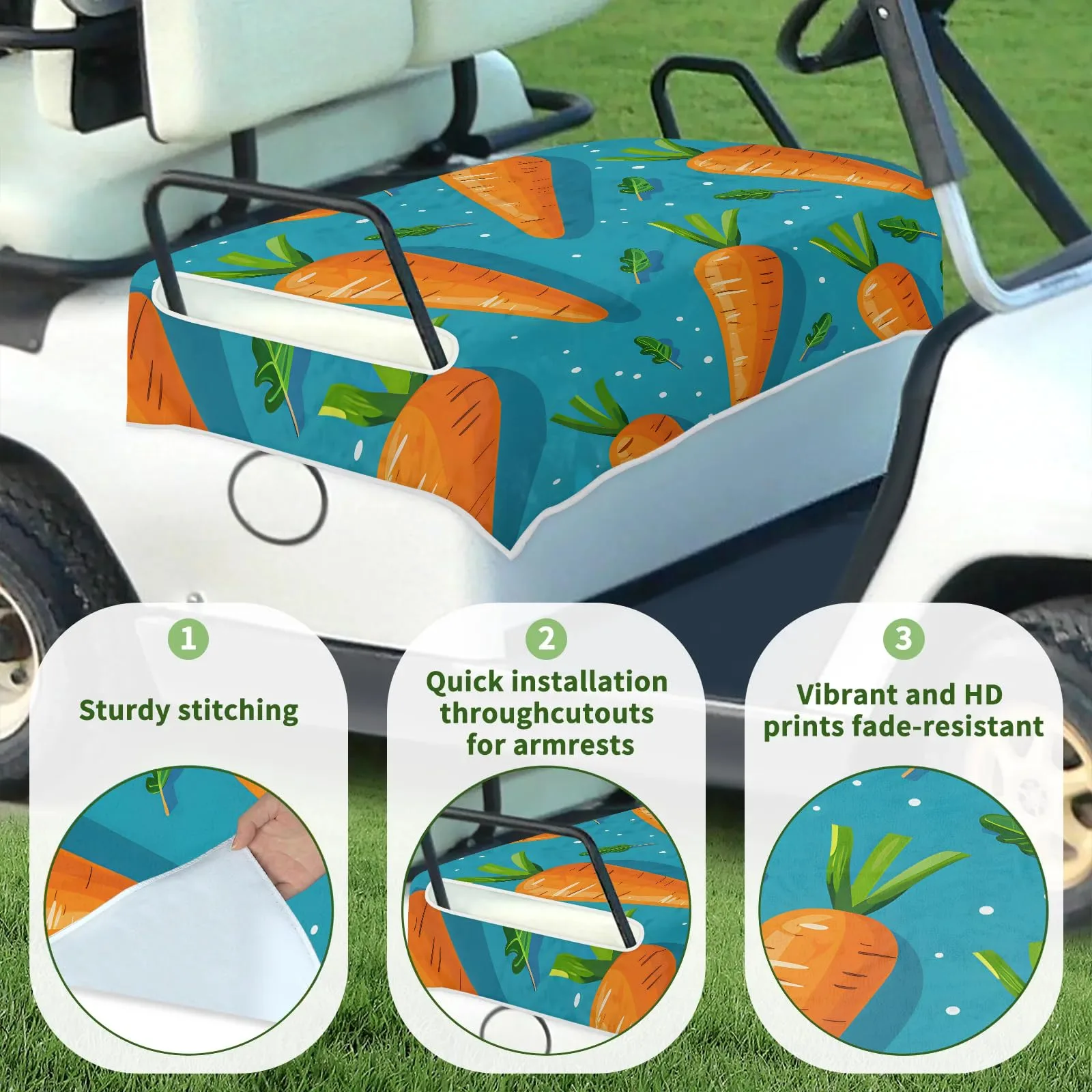 Tiveruda Golf Cart Seat Cover for Double Seats 51 x 31 in image 3