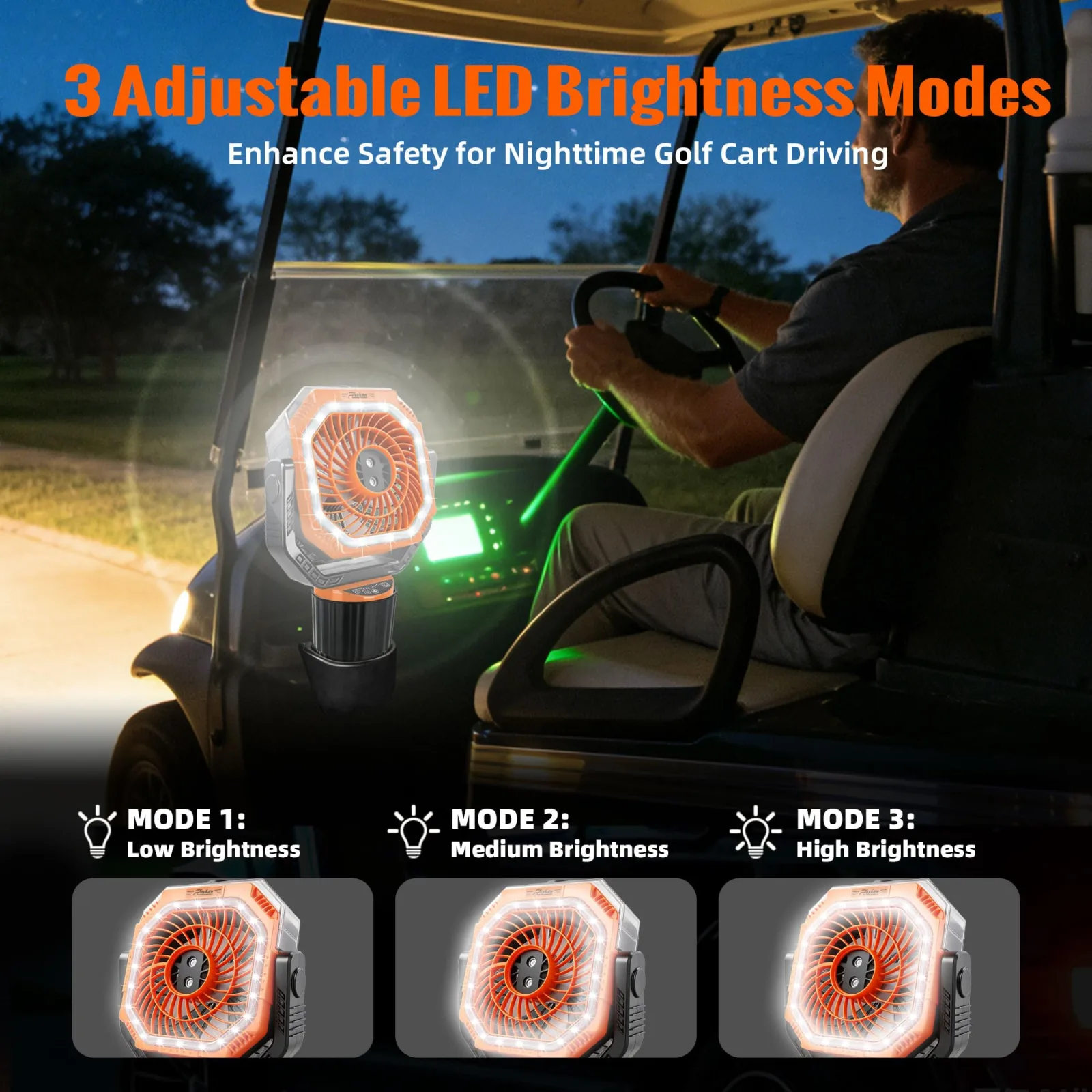 Roykaw Golf Cart Misting Fan with Remote and LED Lights image 4