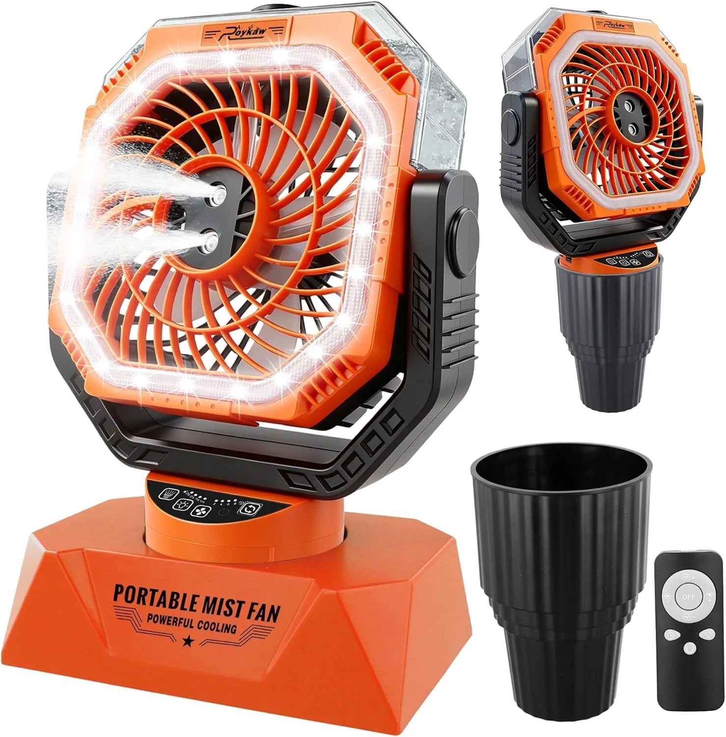 Roykaw Golf Cart Misting Fan with Remote and LED Lights