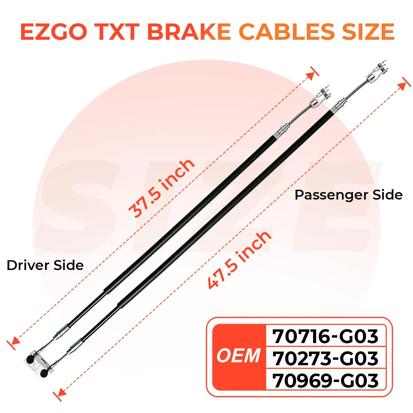 Geggkake Brake Cable Set for 1994-Up E-Z-GO TXT image 3