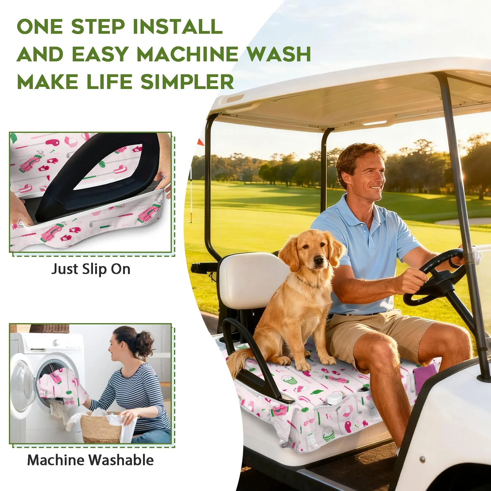 awufncksn 2-Seat Golf Cart Seat Cover 52×32 in (MPN 9133391397969) image 3