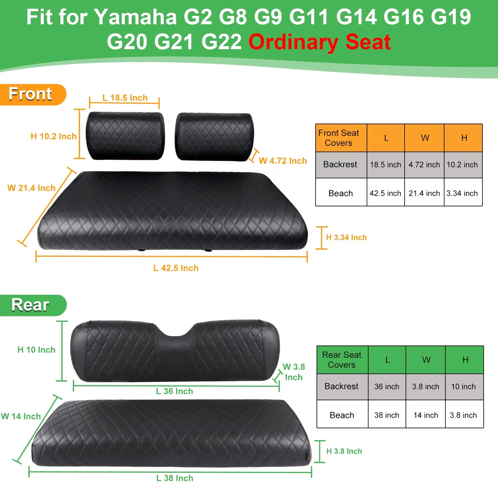 LEAPGOMAX Waterproof Seat Covers for Yamaha G2-G22 image 4