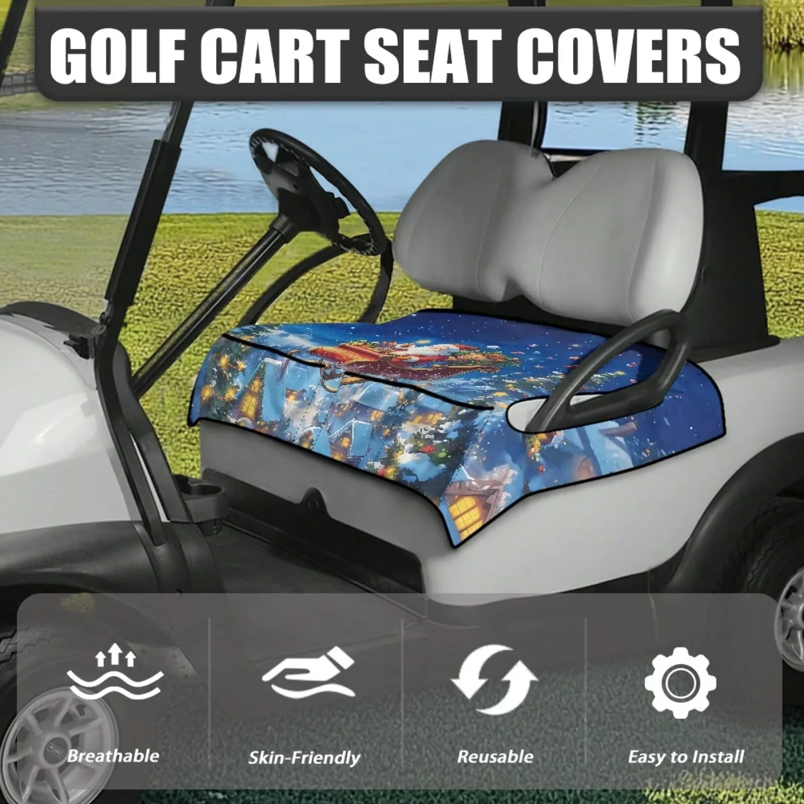 Yewattles Golf Cart Seat Cover, 2-Seat, 4 Pockets image 3