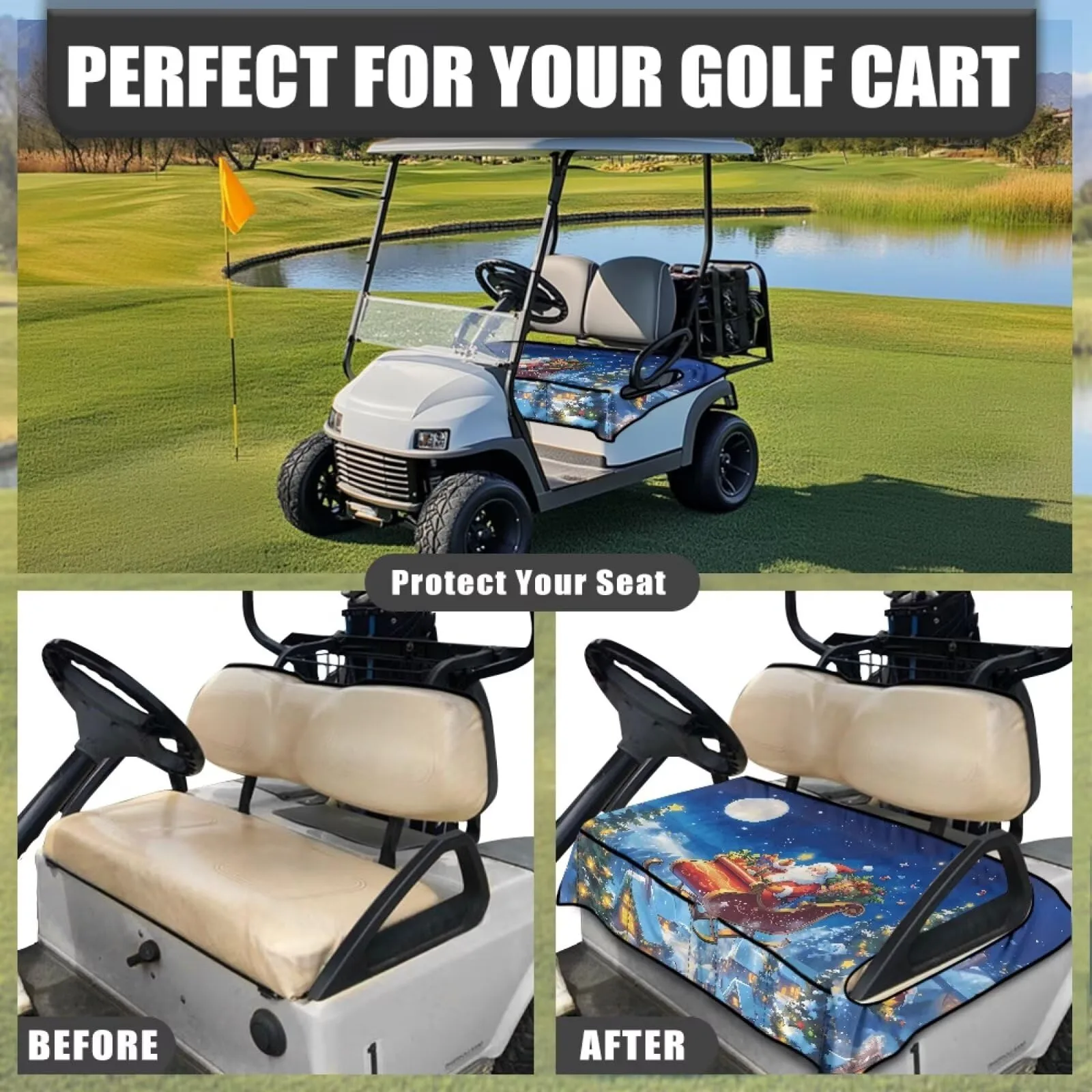 Yewattles Golf Cart Seat Cover, 2-Seat, 4 Pockets image 4