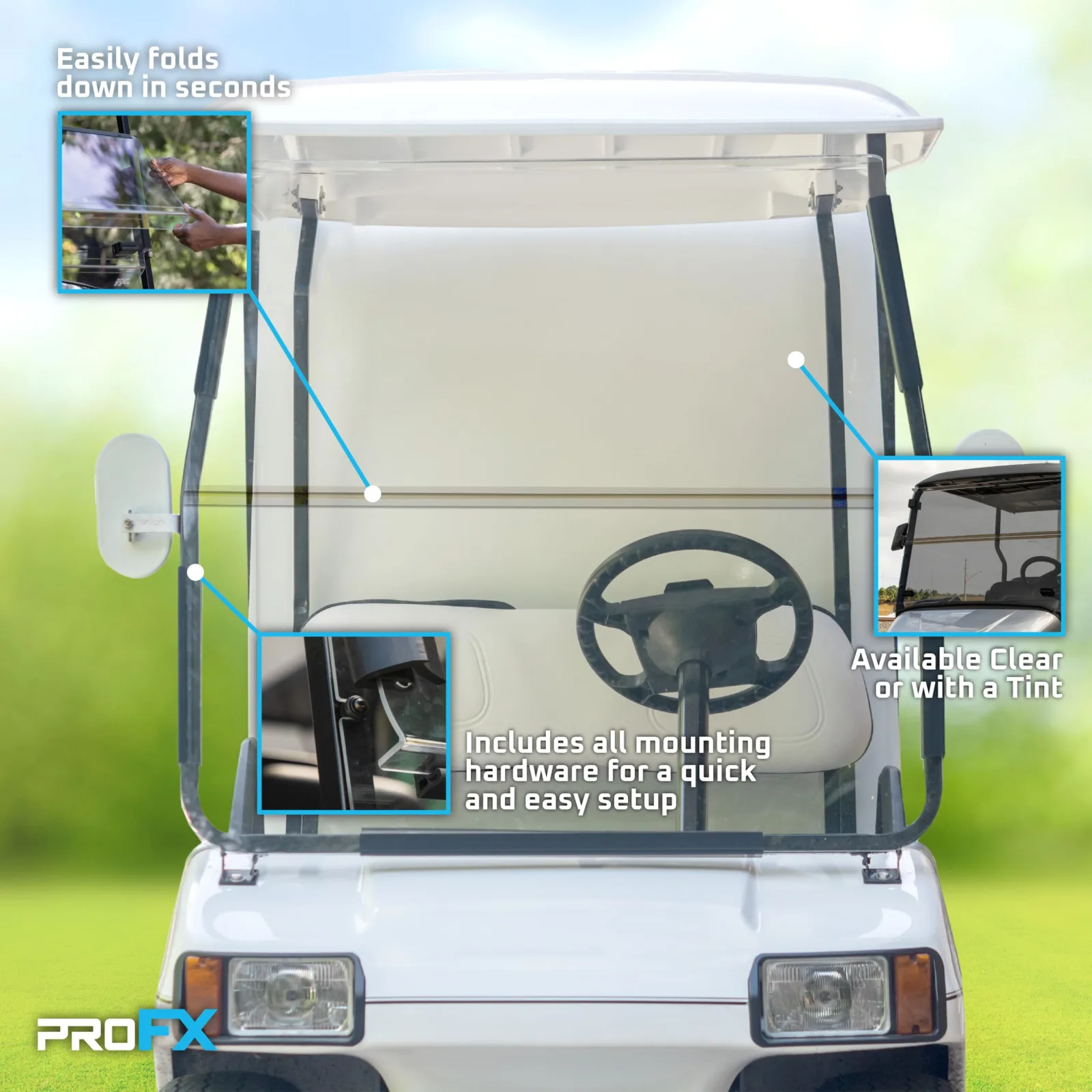 PROFX PFX4002 Tinted Windshield for Club Car DS image 2