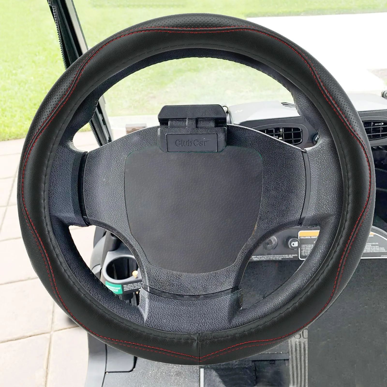 MLVOVL 13.5–14" Leather Golf Cart Steering Wheel Cover (Red) - 35CM-FXPT-CD image 3