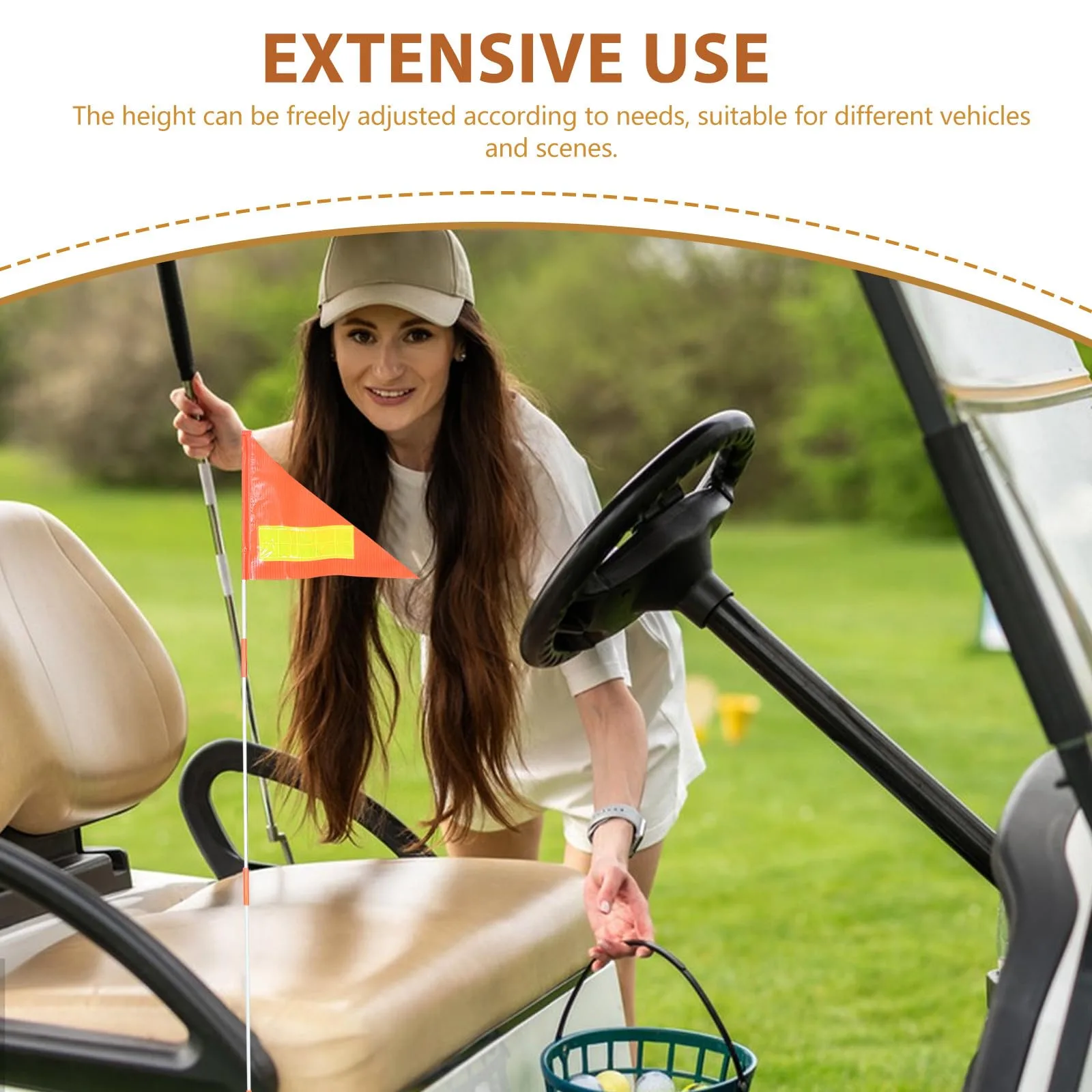 TOYANDONA Orange Reflective Safety Flag with Pole and Bracket image 3