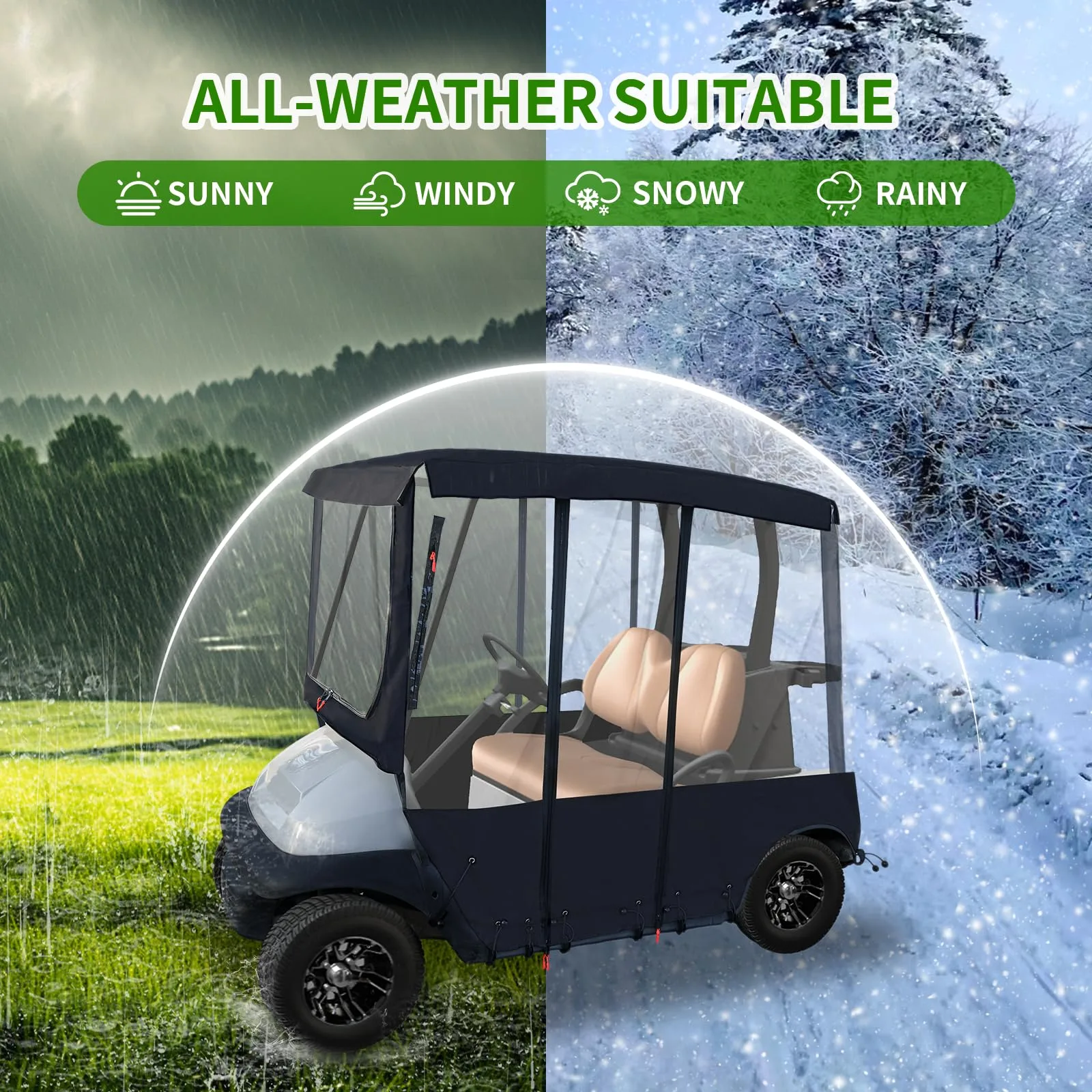 Tecoom 600D Golf Cart Enclosure TCGC02 — Waterproof Cover for Yamaha, E-Z-GO, Club Car image 3