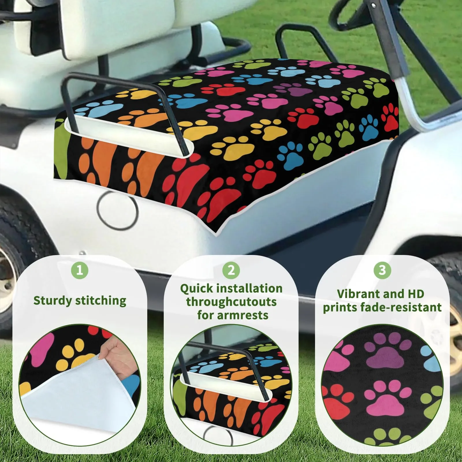 Tiveruda Golf Cart Seat Cover for Double Seats 51 x 31 in image 3