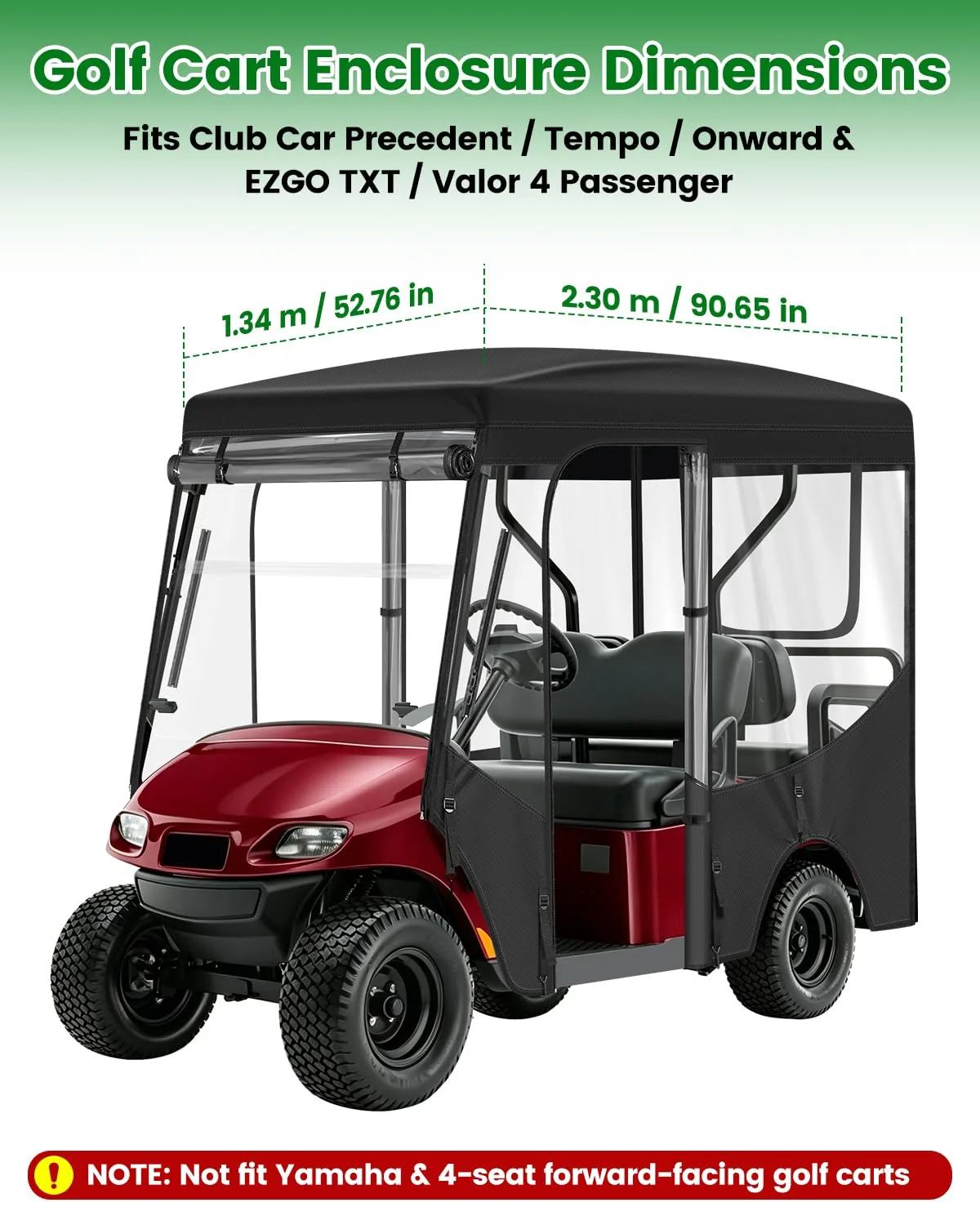 WEIMELL 4-Passenger Golf Cart Enclosure for Club Car & E-Z-GO image 3
