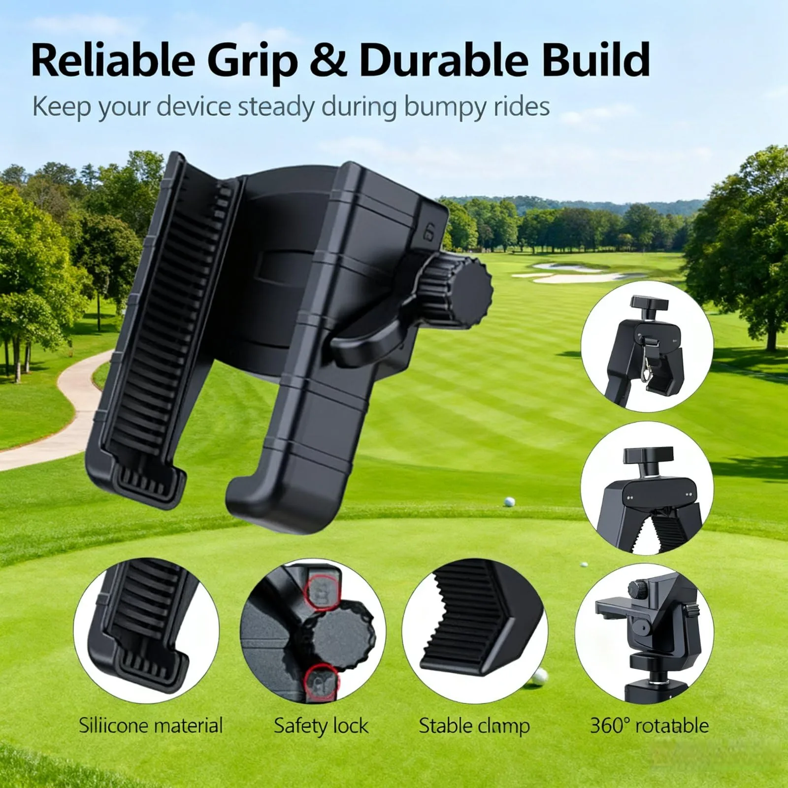 Universal Golf Cart Phone Holder Mount, 360° Rotating image 4