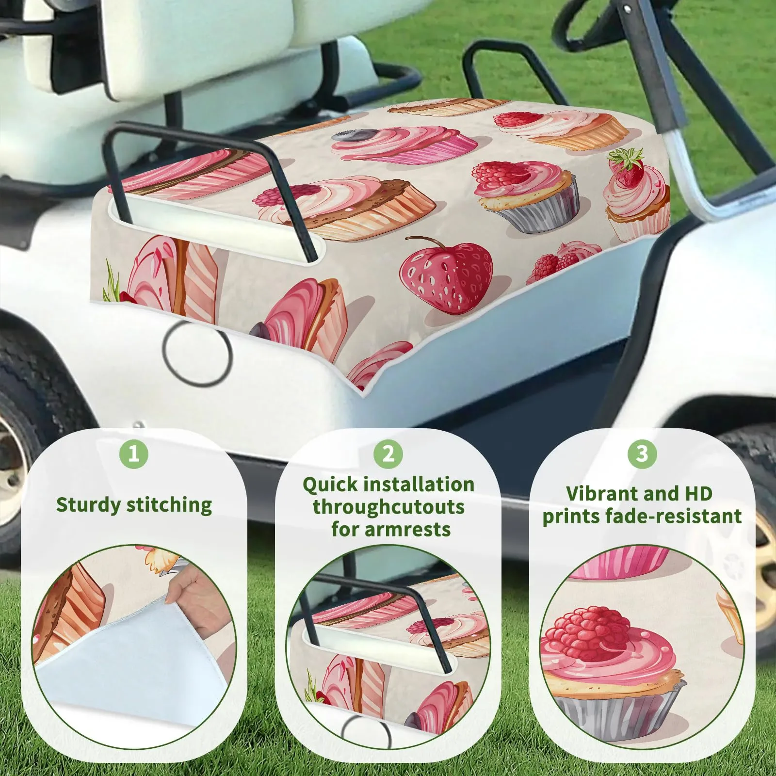 Tiveruda Golf Cart Seat Cover for Double Seats 51 x 31 in image 3