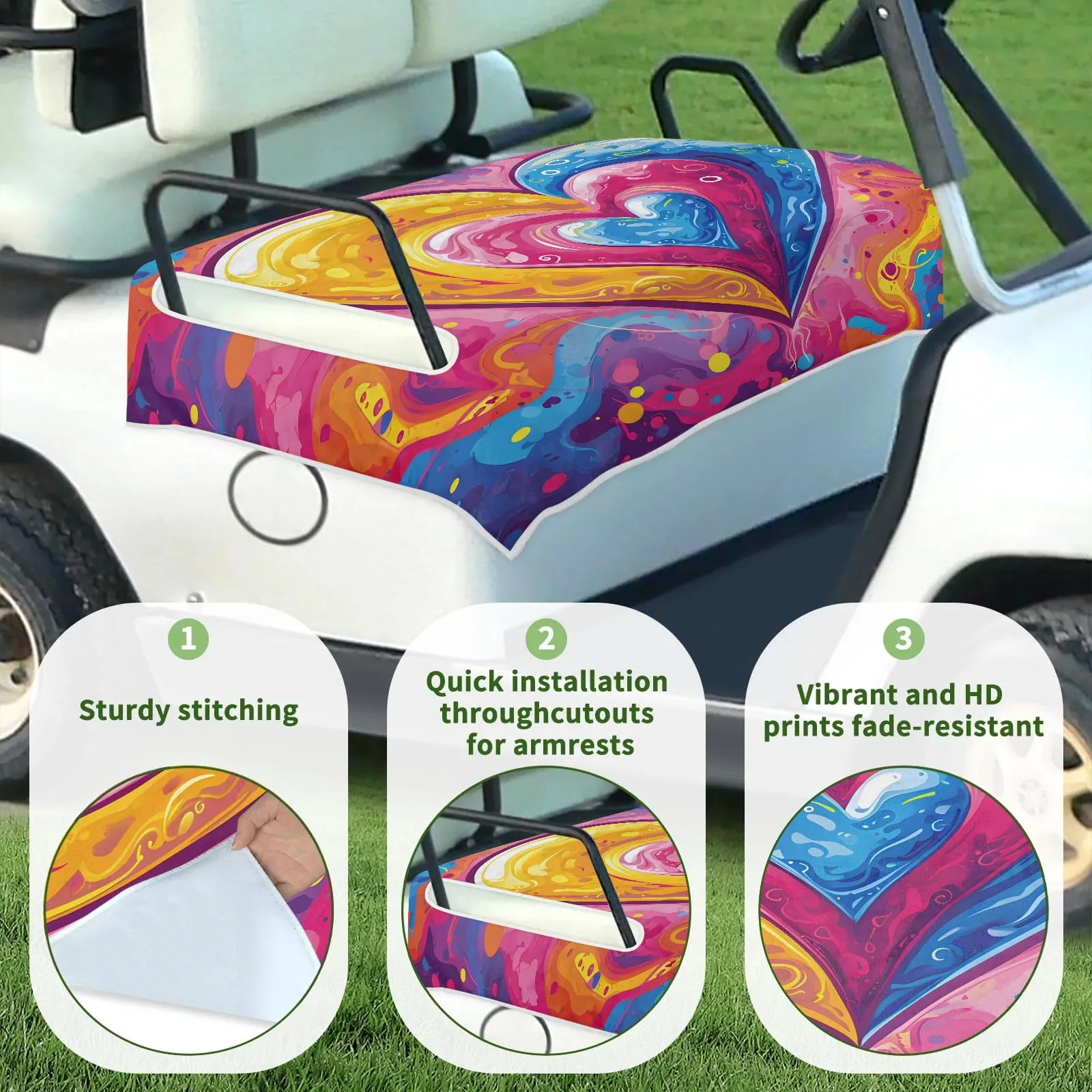 Tiveruda Golf Cart Seat Cover for Double Seats 51 x 31 in image 3
