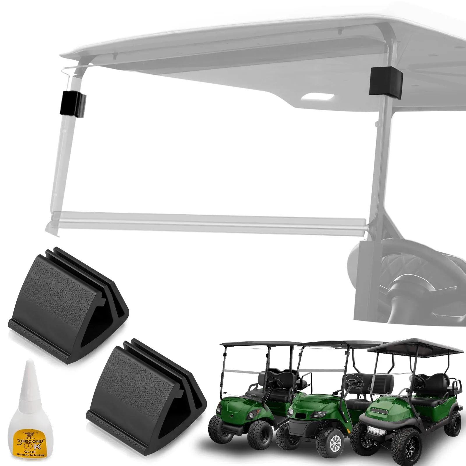 Cartalia Golf Cart Windshield Top Retaining Clips, 1-Inch Rail