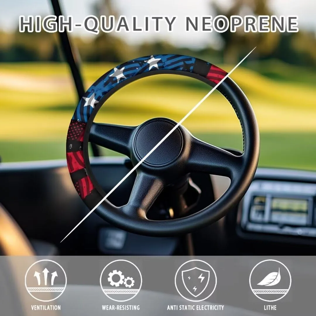 Generic American Flag Golf Cart Steering Wheel Cover (13–23") image 4