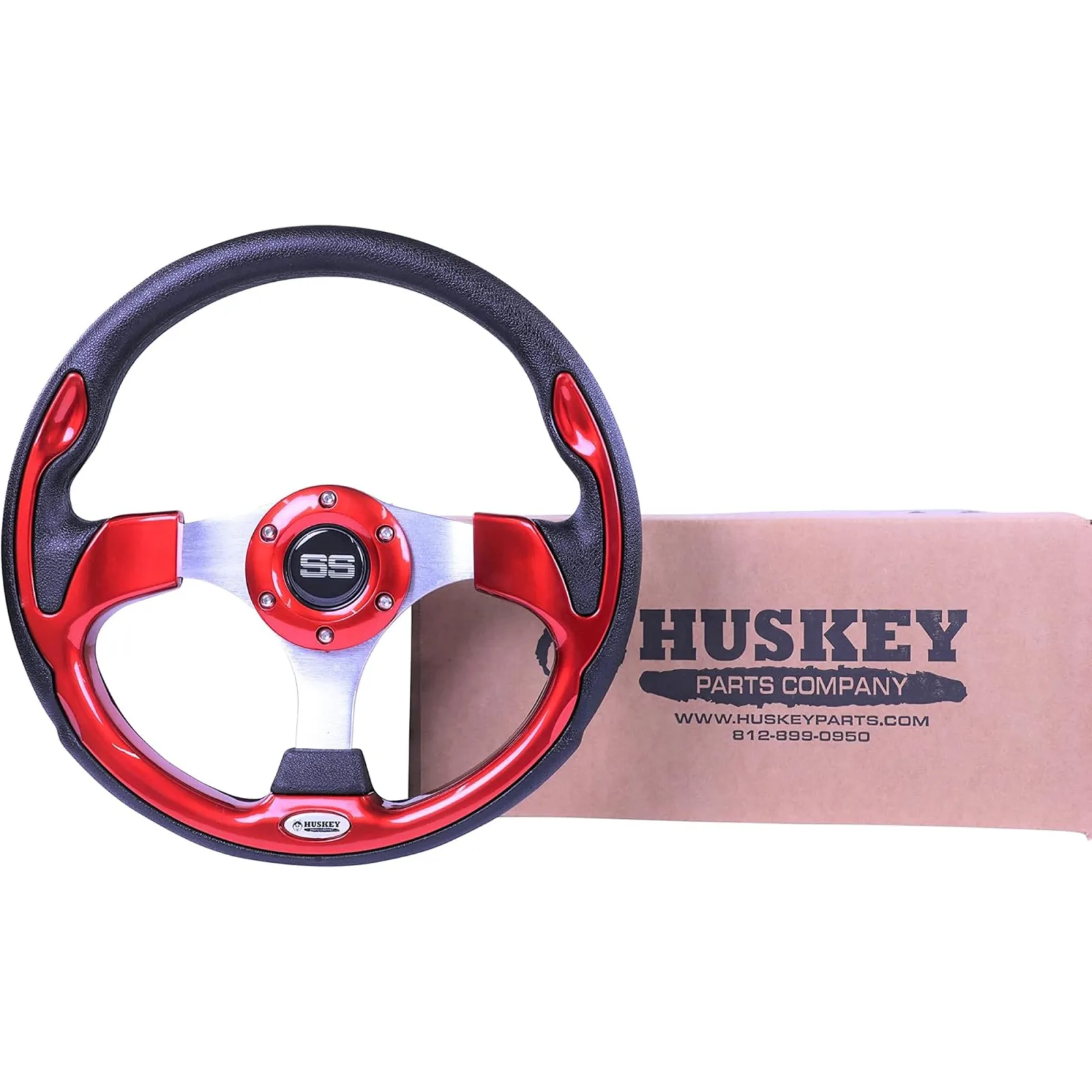 Huskey Parts 12.5-Inch Red Golf Cart Steering Wheel