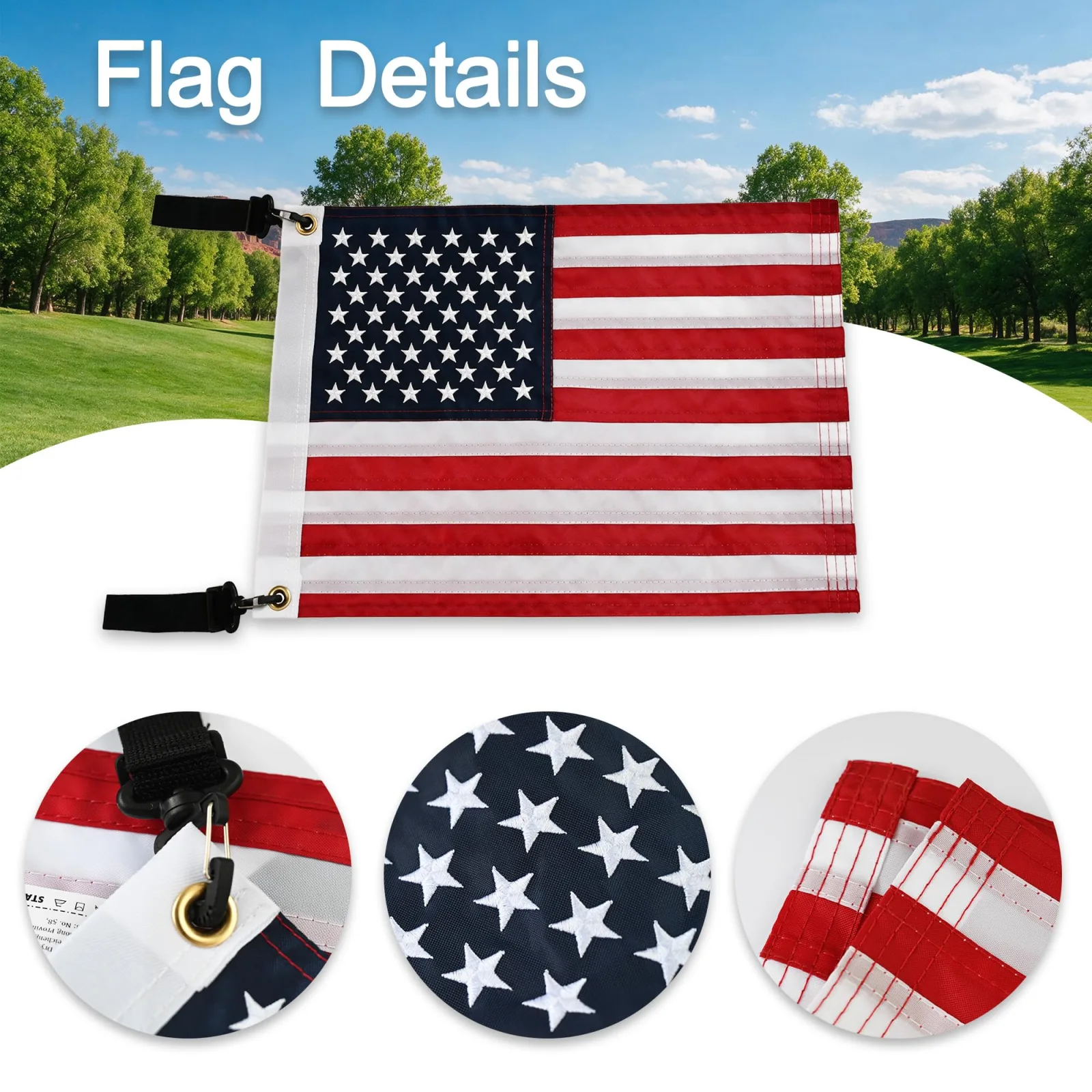 STARBORNFLAG 12" x 18" American Golf Cart Flags — 2-Pack (QY-010-GEF) image 3
