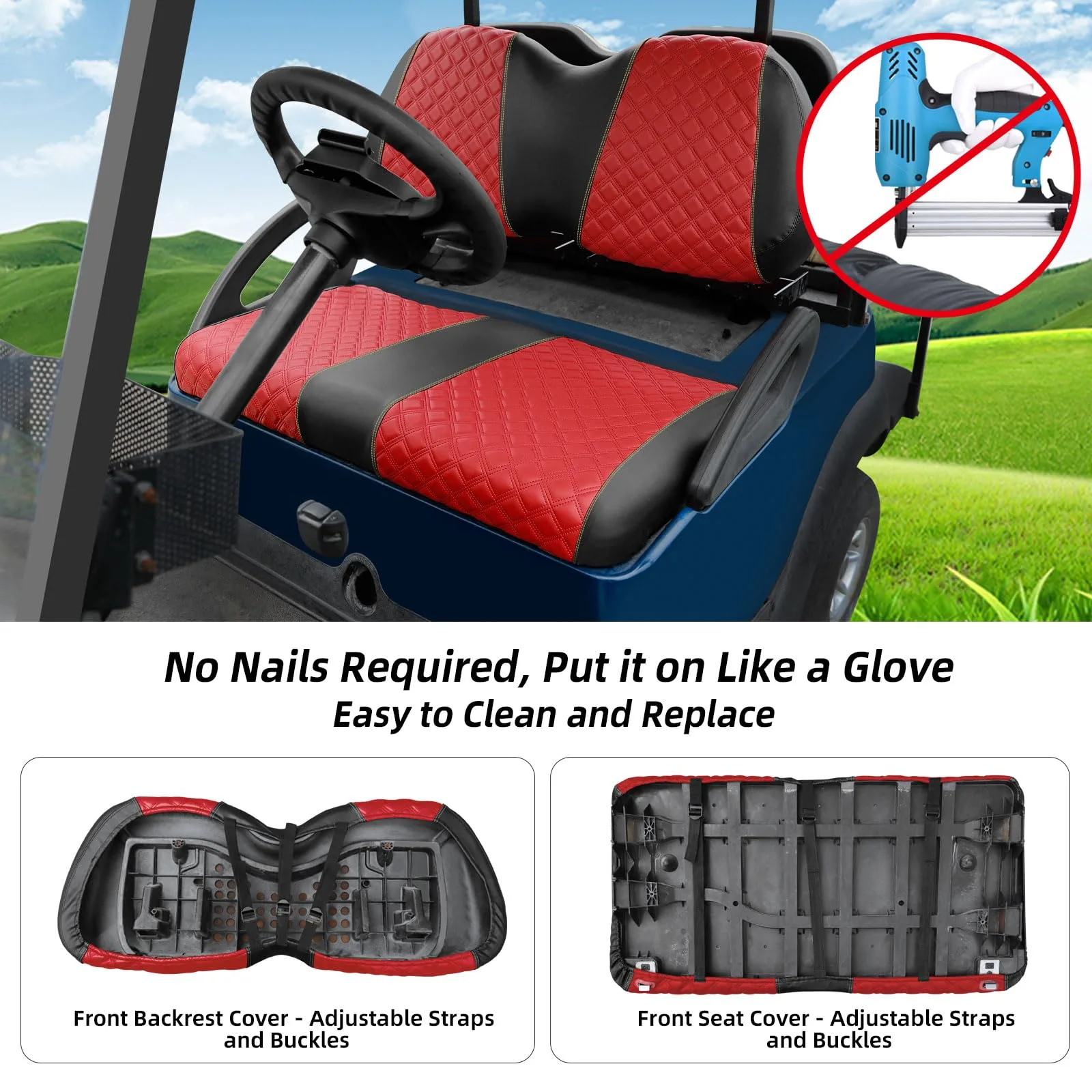 Roykaw Red Seat Covers for Club Car Precedent image 3