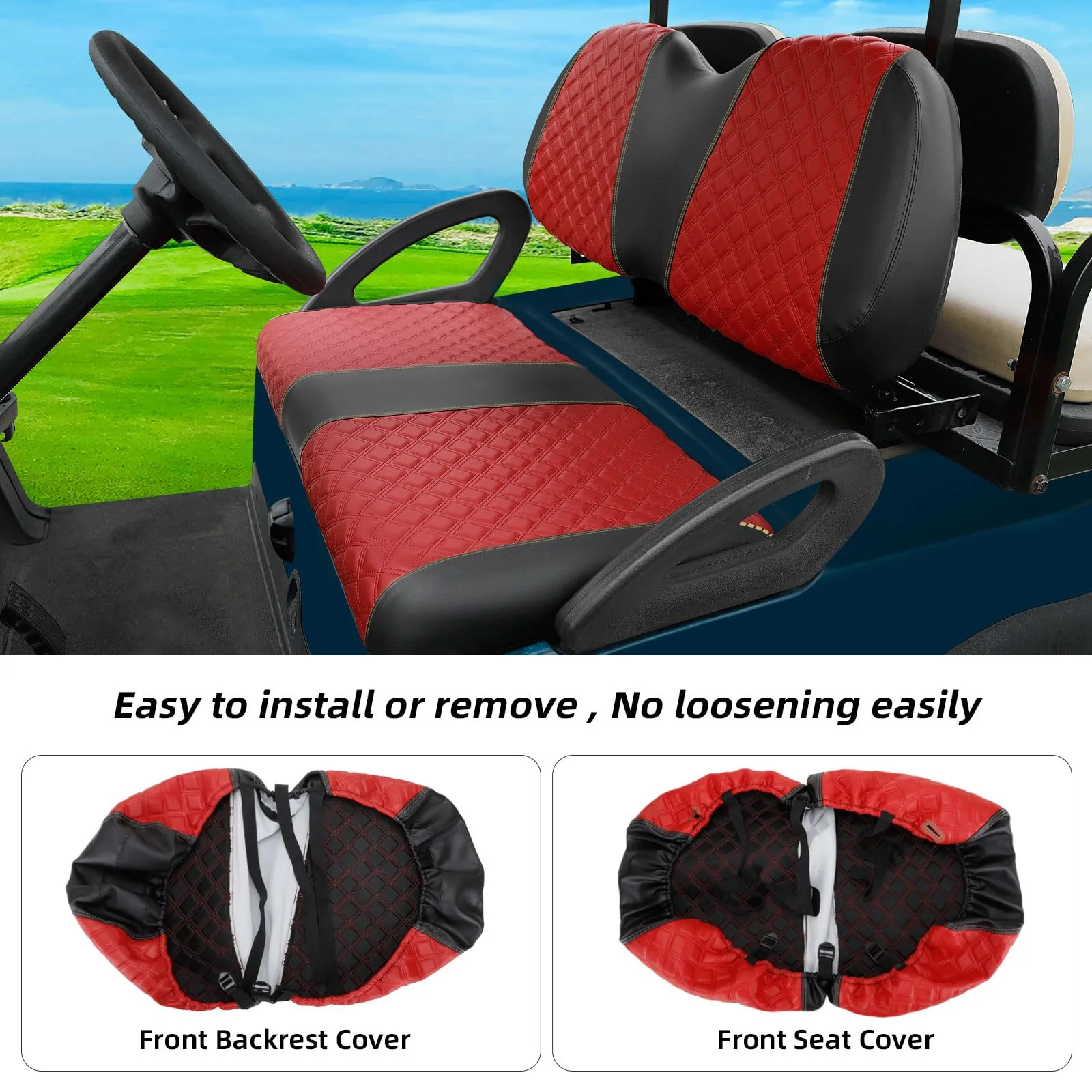 Roykaw Red Seat Covers for Club Car Precedent image 4