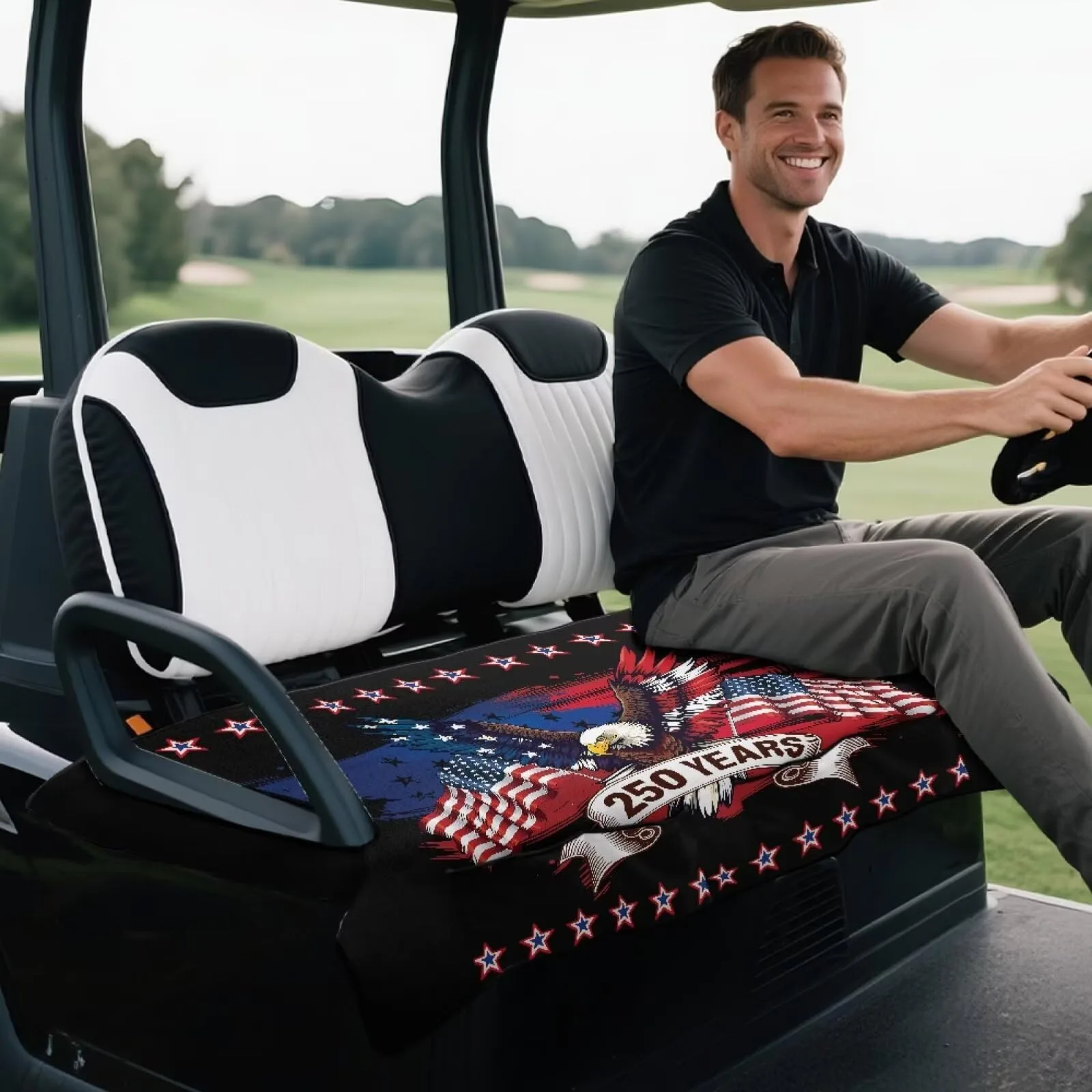 ELEQIN Golf Cart Seat Cover with 4 Storage Pockets image 3