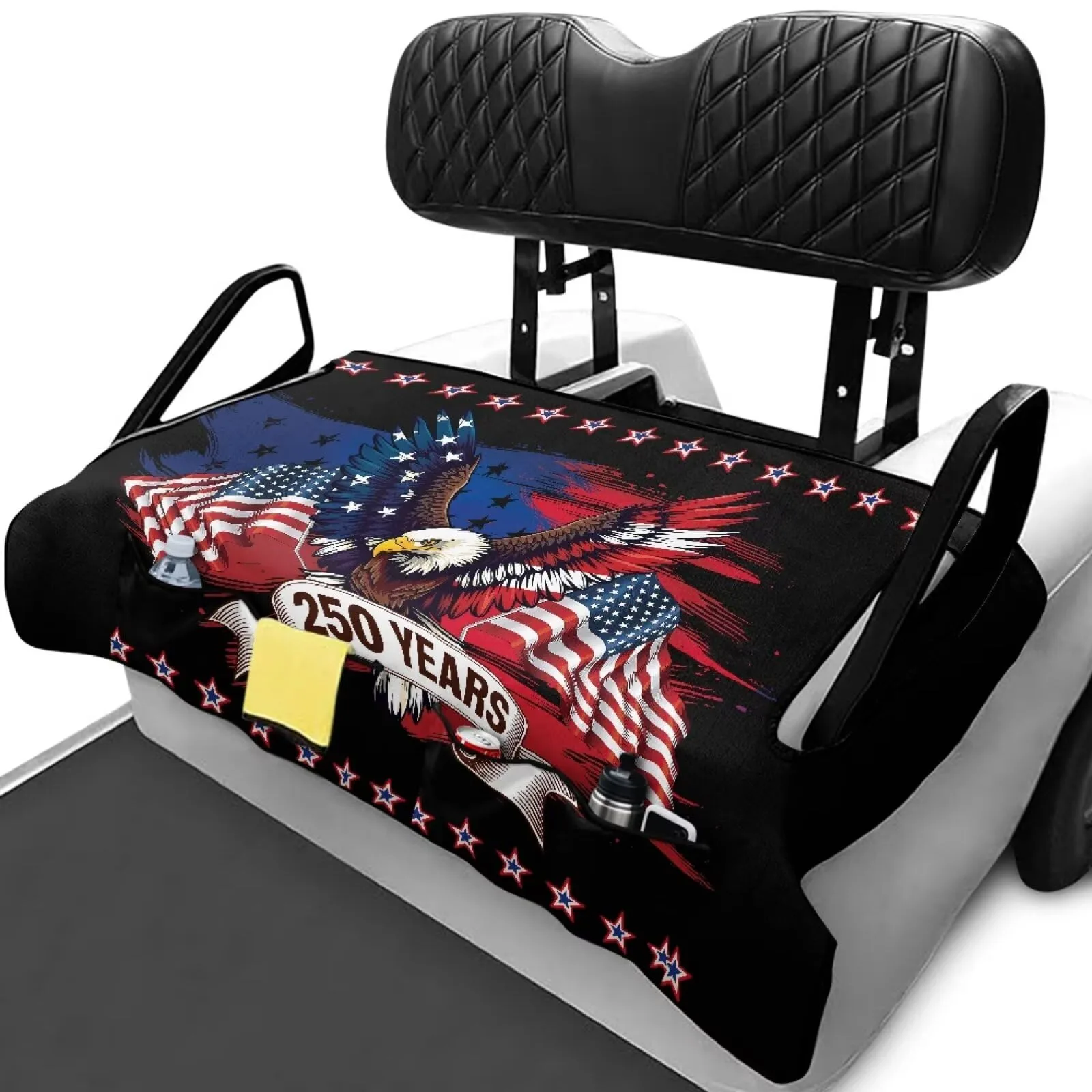 ELEQIN Golf Cart Seat Cover with 4 Storage Pockets