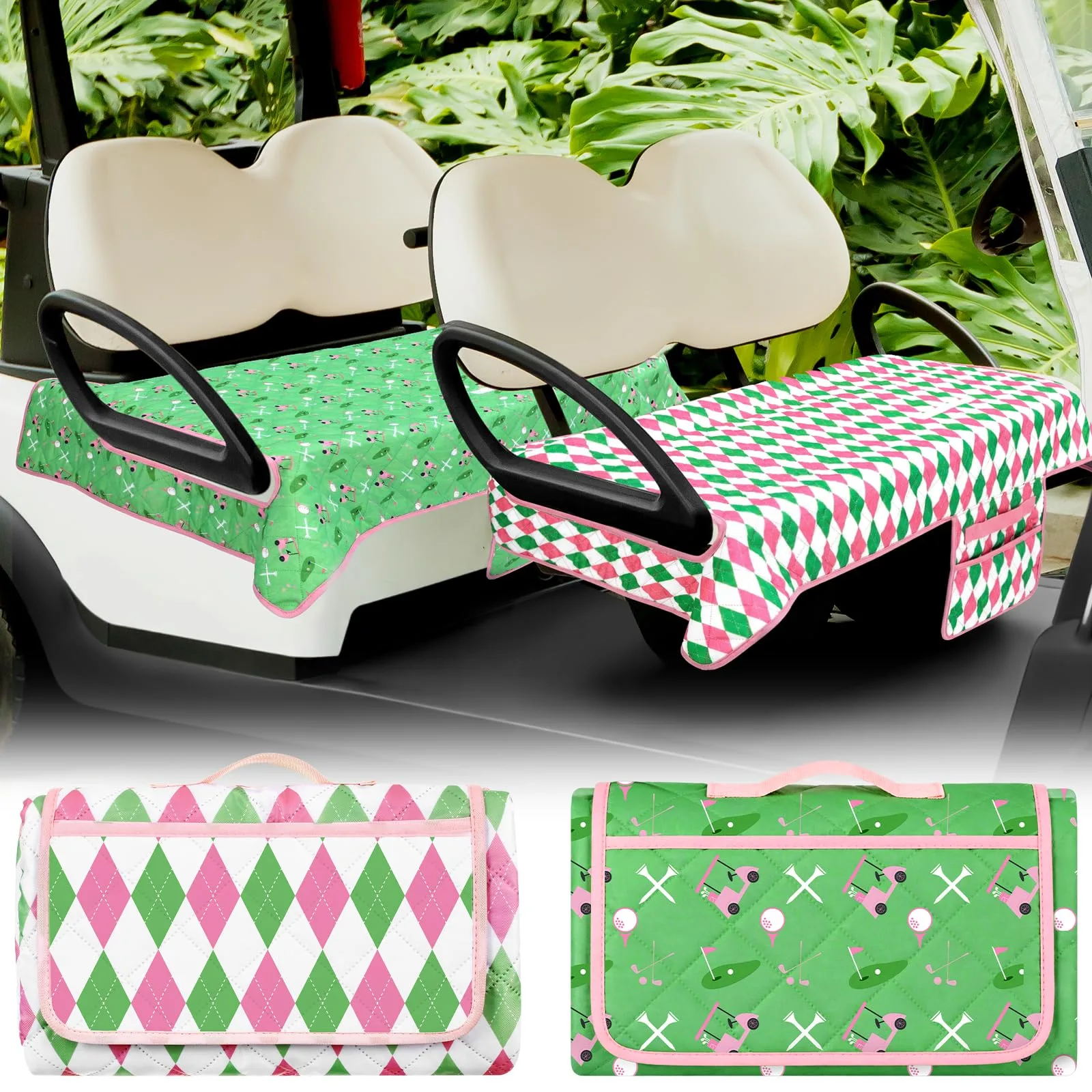 Hahafelt 2-Pack Universal Golf Cart Seat Covers with Nonskid Bottom