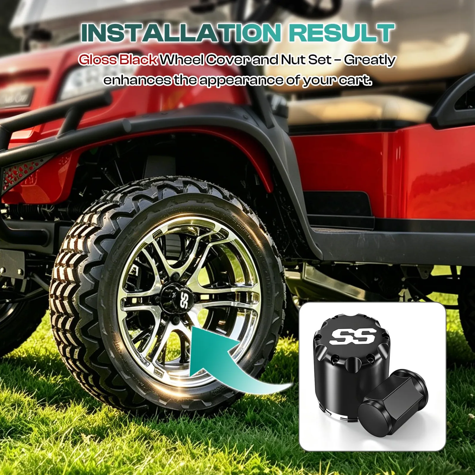 DRIVE UP DU00019 Golf Cart Hub Caps and Lug Nut Kit image 3