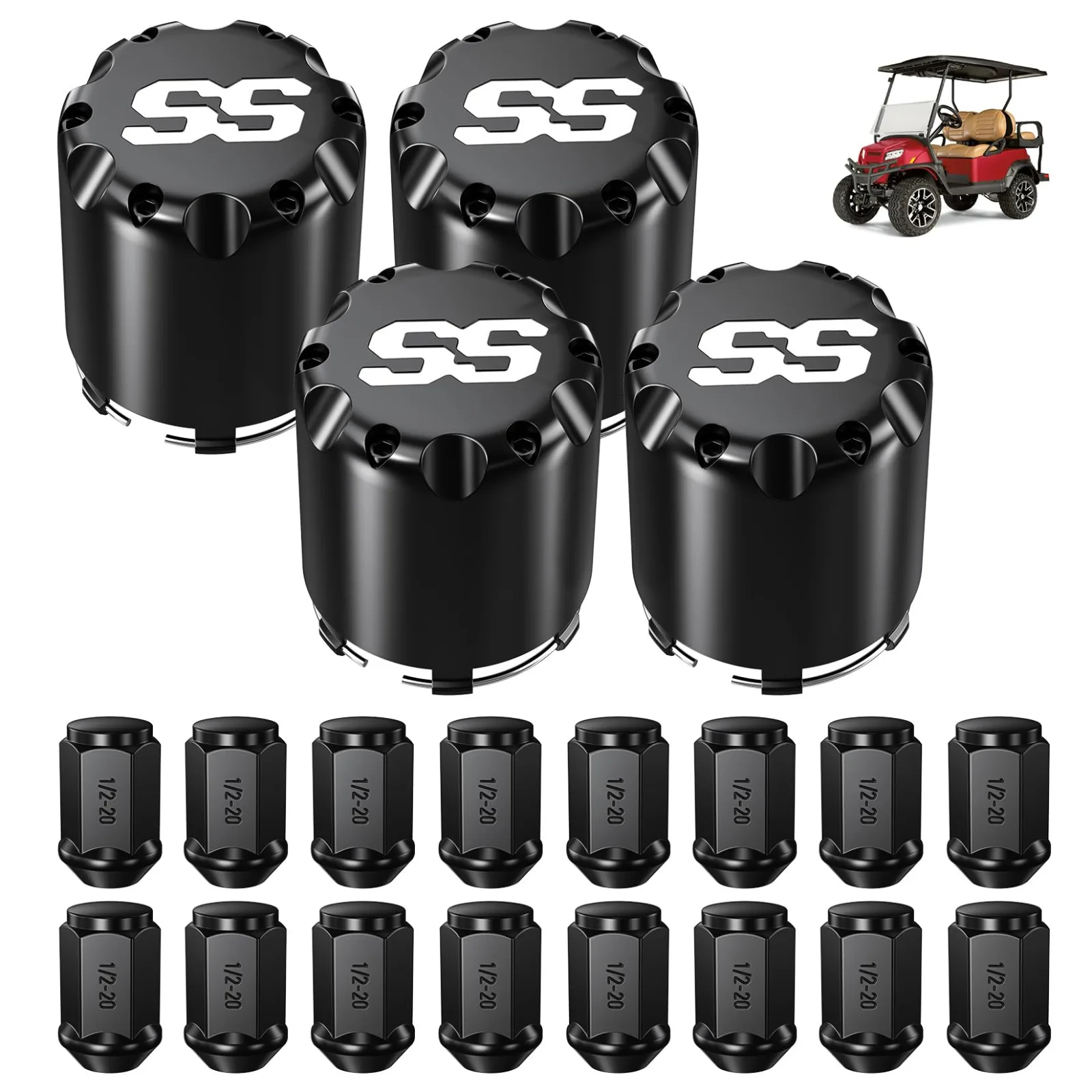 DRIVE UP DU00019 Golf Cart Hub Caps and Lug Nut Kit