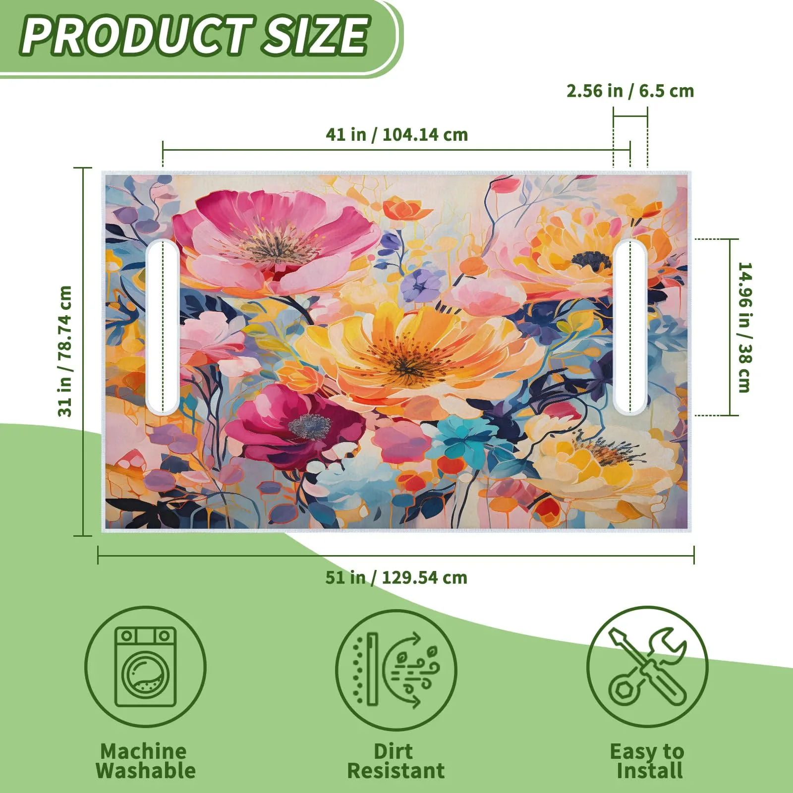Tiveruda Watercolor Flowers 51" x 31" Universal Golf Cart Seat Cover image 2