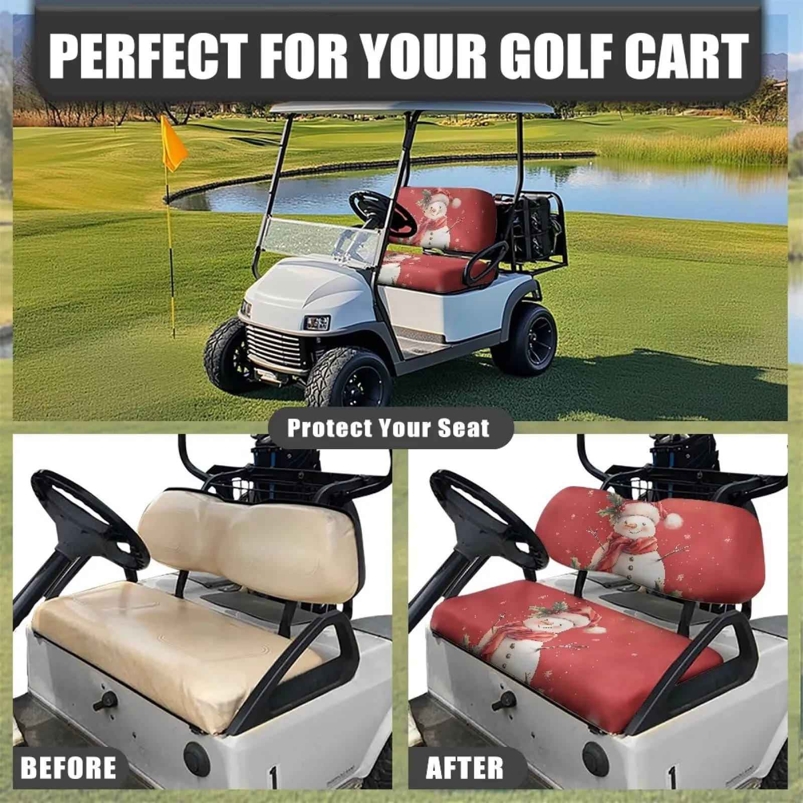 Quidrwyo Snowman Berry Golf Cart Seat Cover Set image 4