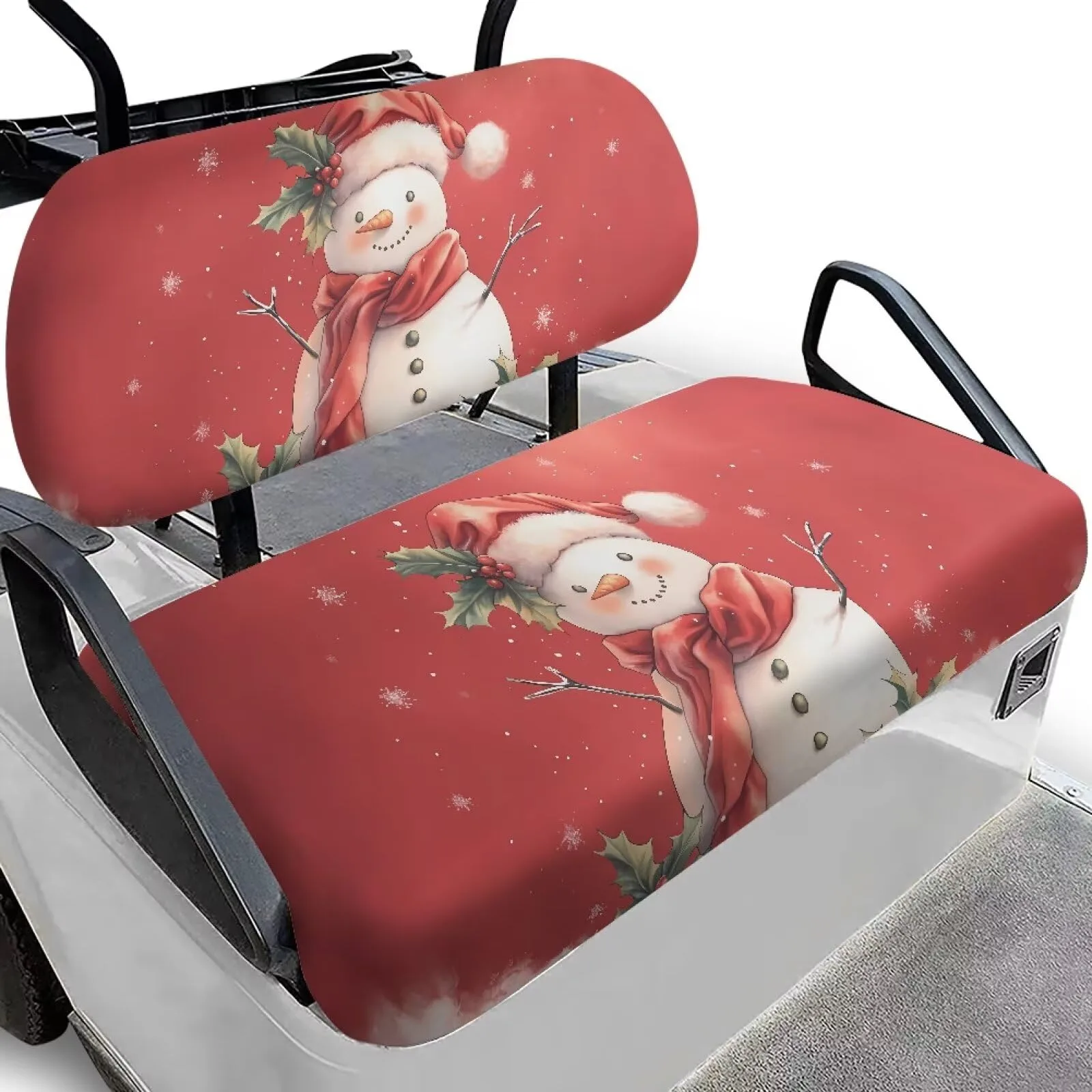Quidrwyo Snowman Berry Golf Cart Seat Cover Set