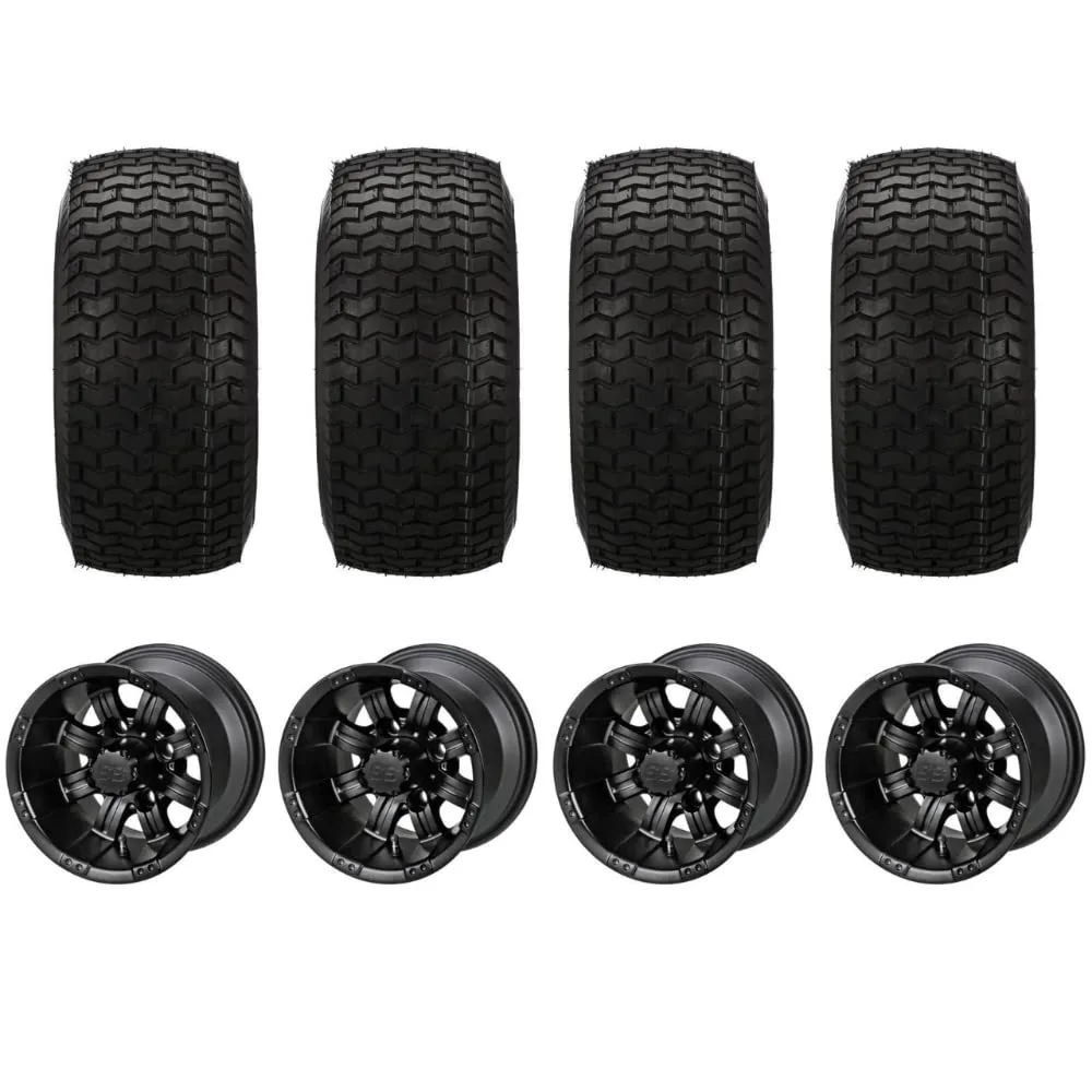 REVENGE 10-Inch Matte Black Golf Cart Wheels and Tires