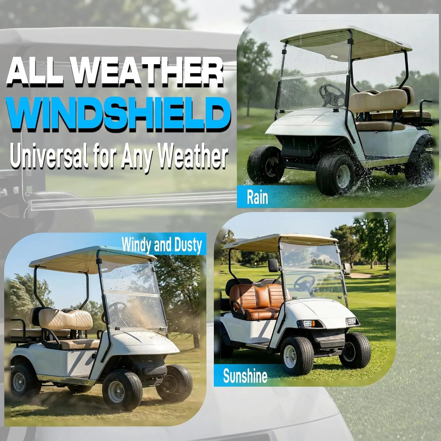 Mixopoly Clear Foldable Windshield for E-Z-GO TXT 1995-2013 image 3