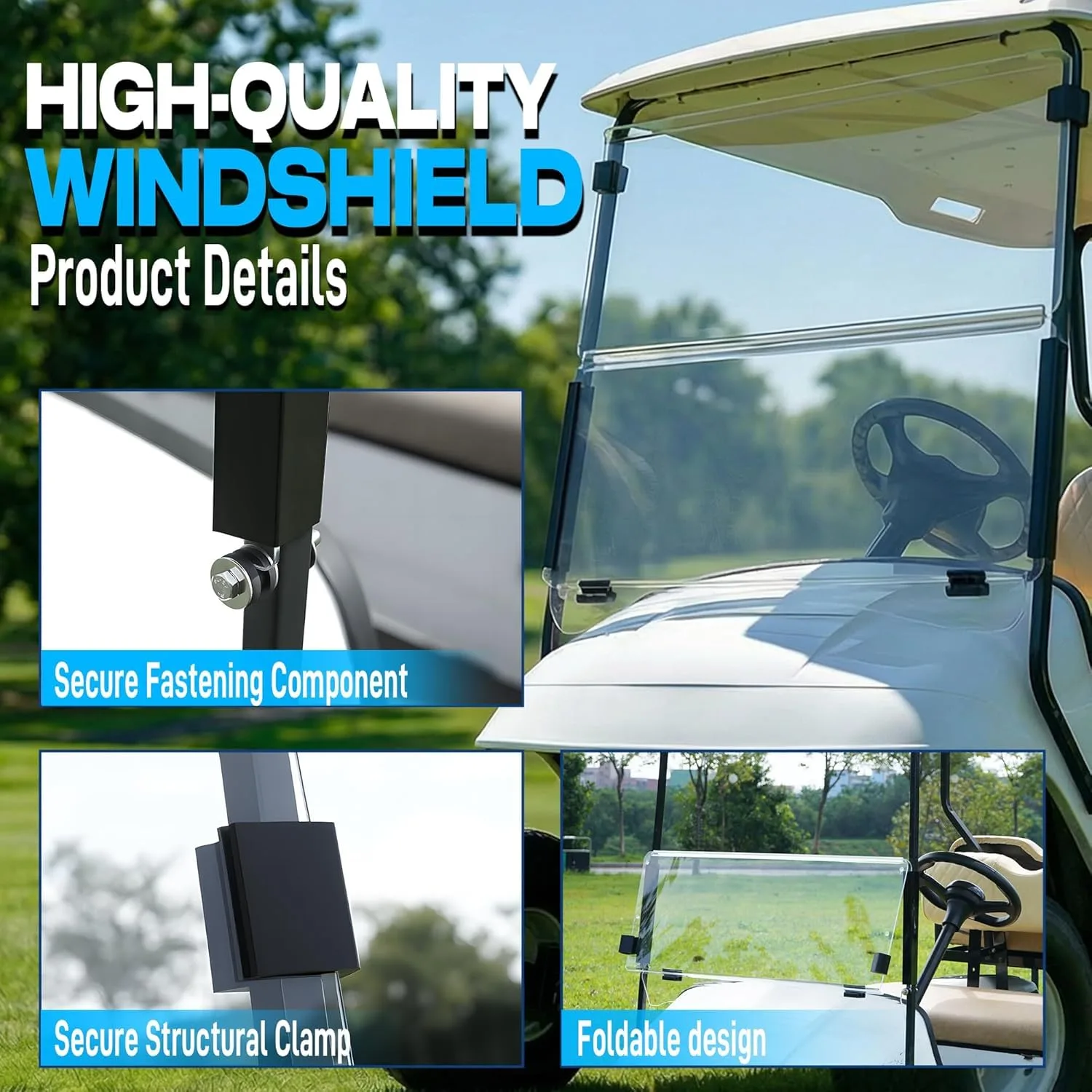 Mixopoly Clear Foldable Windshield for E-Z-GO TXT 1995-2013 image 4