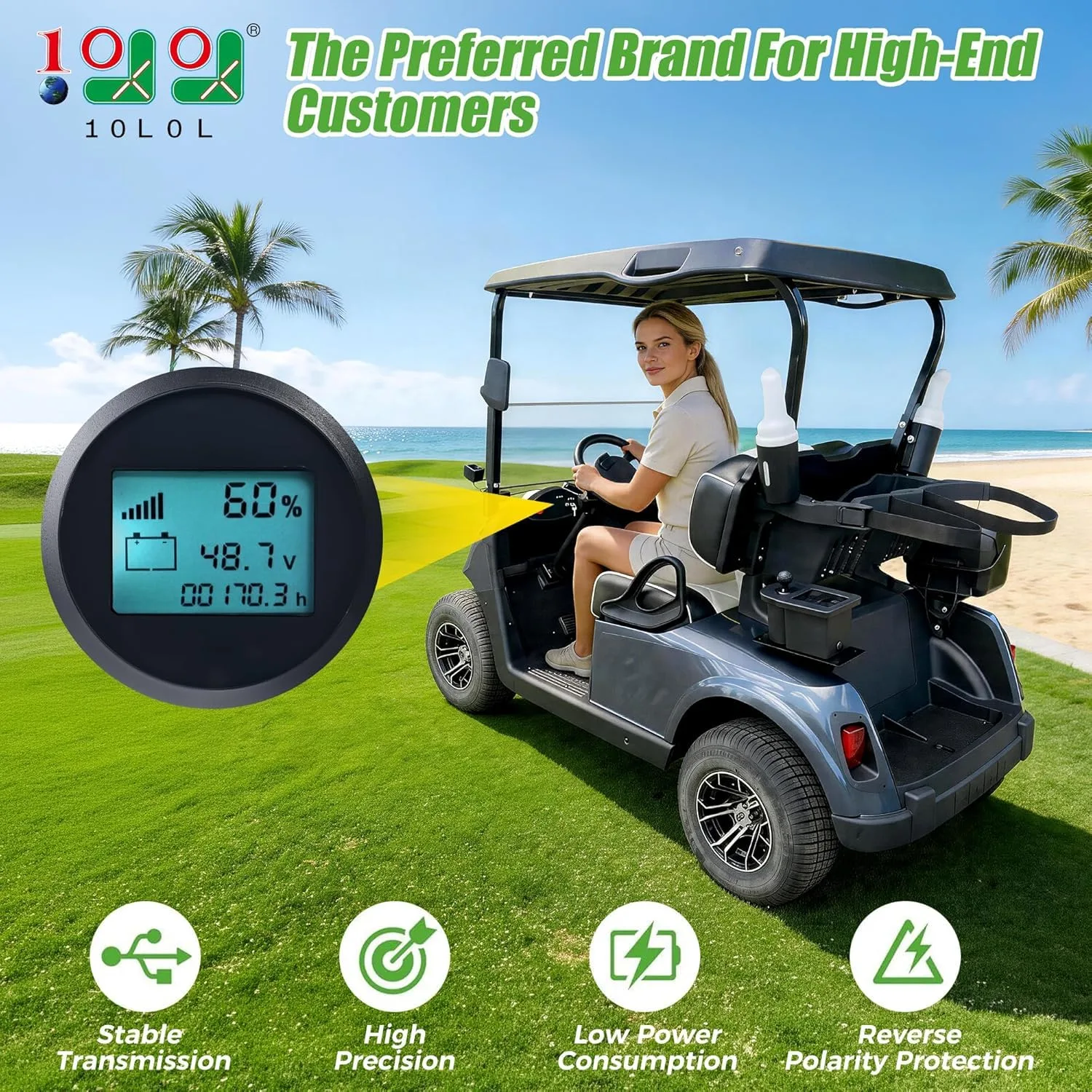 10L0L Battery Meter for E-Z-GO RXV 48V image 2