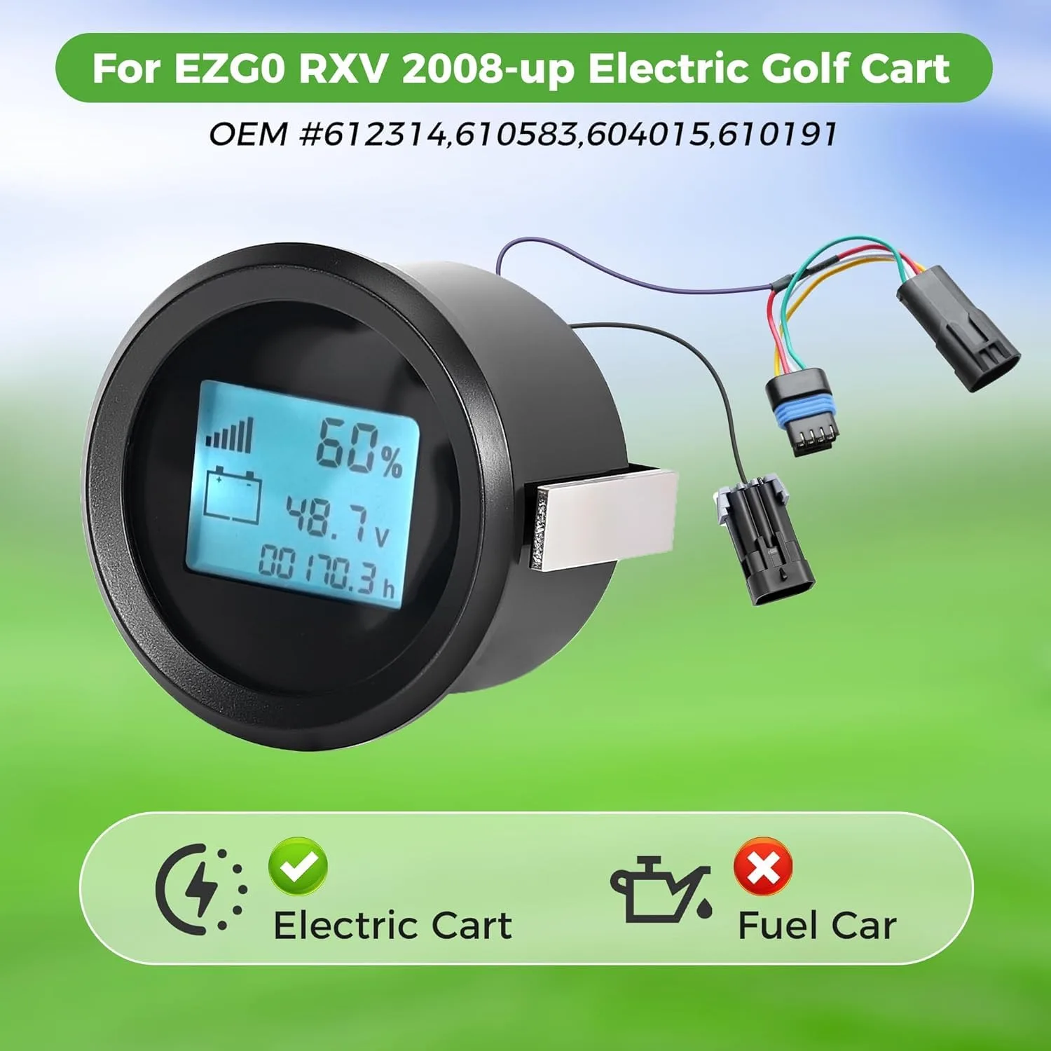 10L0L Battery Meter for E-Z-GO RXV 48V image 4