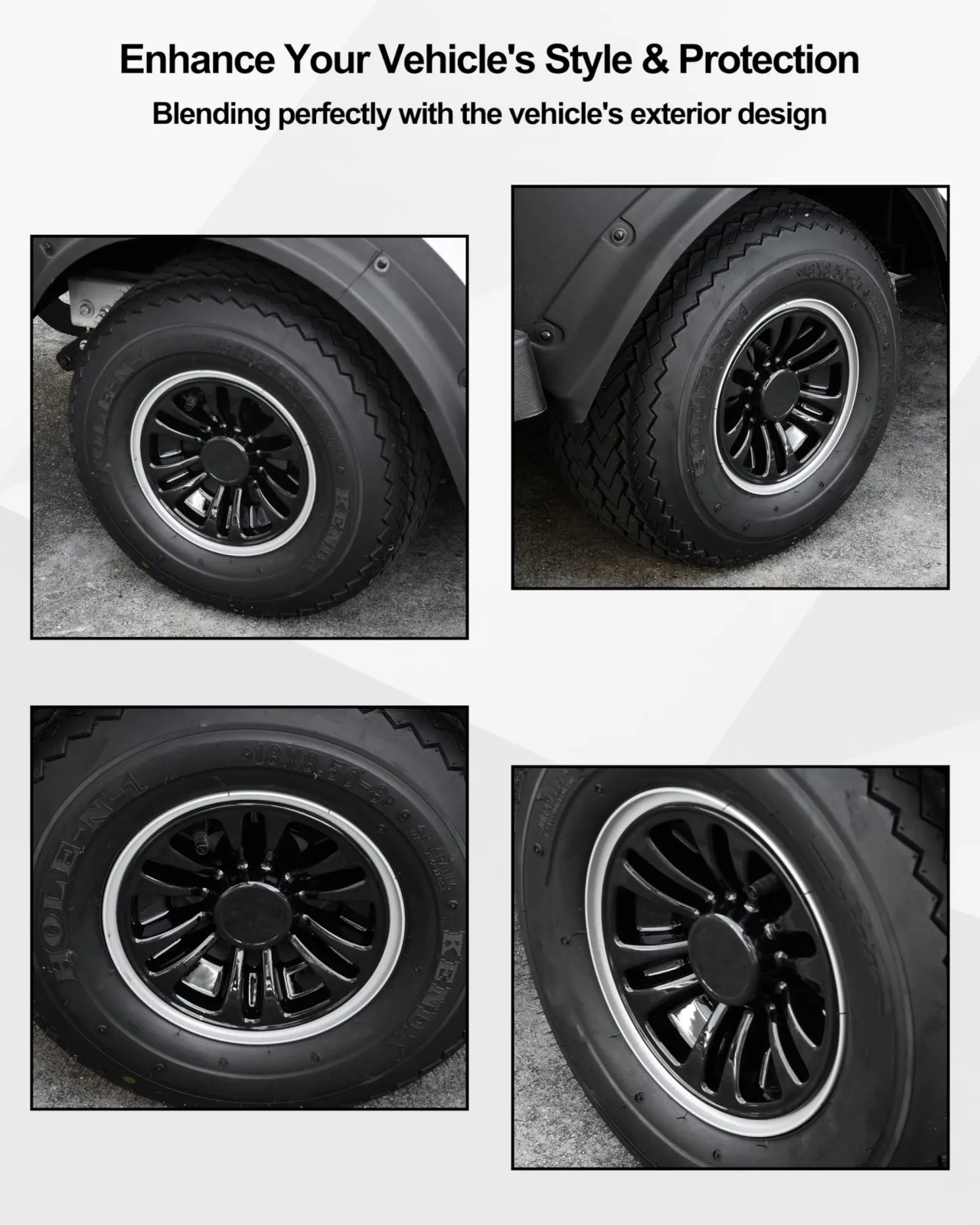 SAUTVS 8-Inch Golf Cart Wheel Hub Caps, Gloss Black image 2