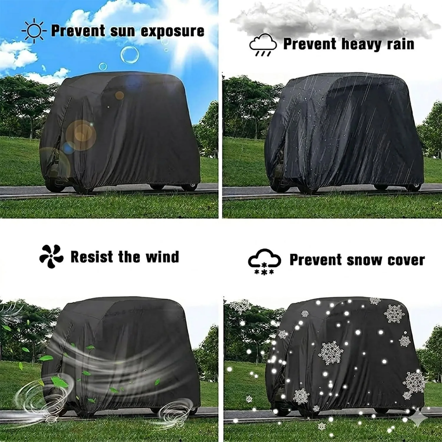 EYEAR 600D Golf Cart Cover for 2-Passenger Extended Roof - A319-03-B-US image 2