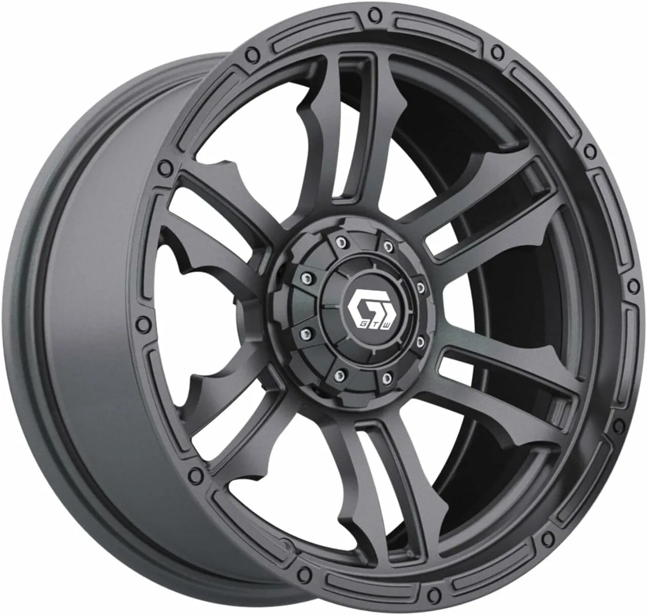 GTW Shogun 15-Inch Gloss Gunmetal Golf Cart Wheel Set image 4